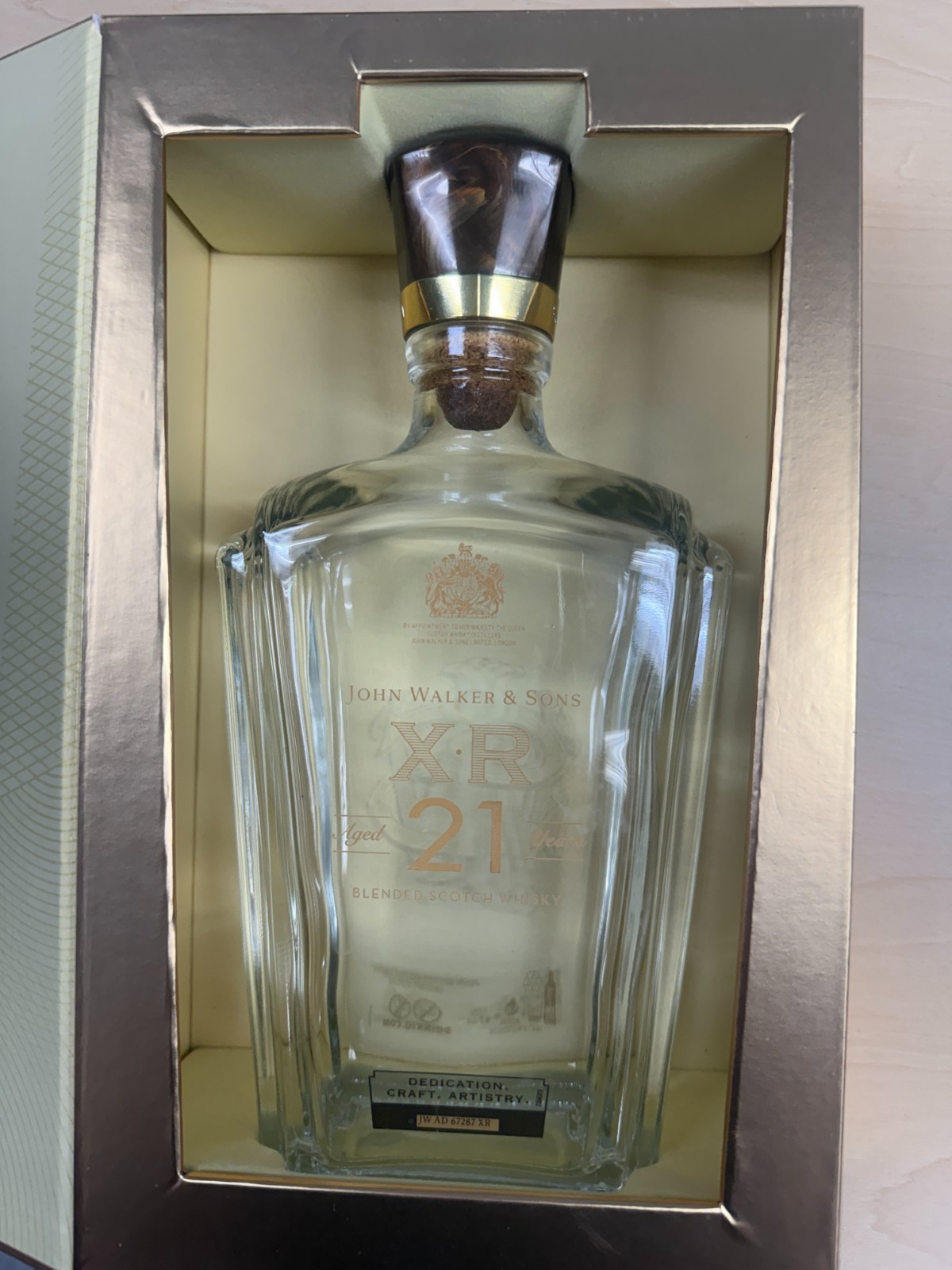 Empty Johnie Walker XR21 Box And Bottle.