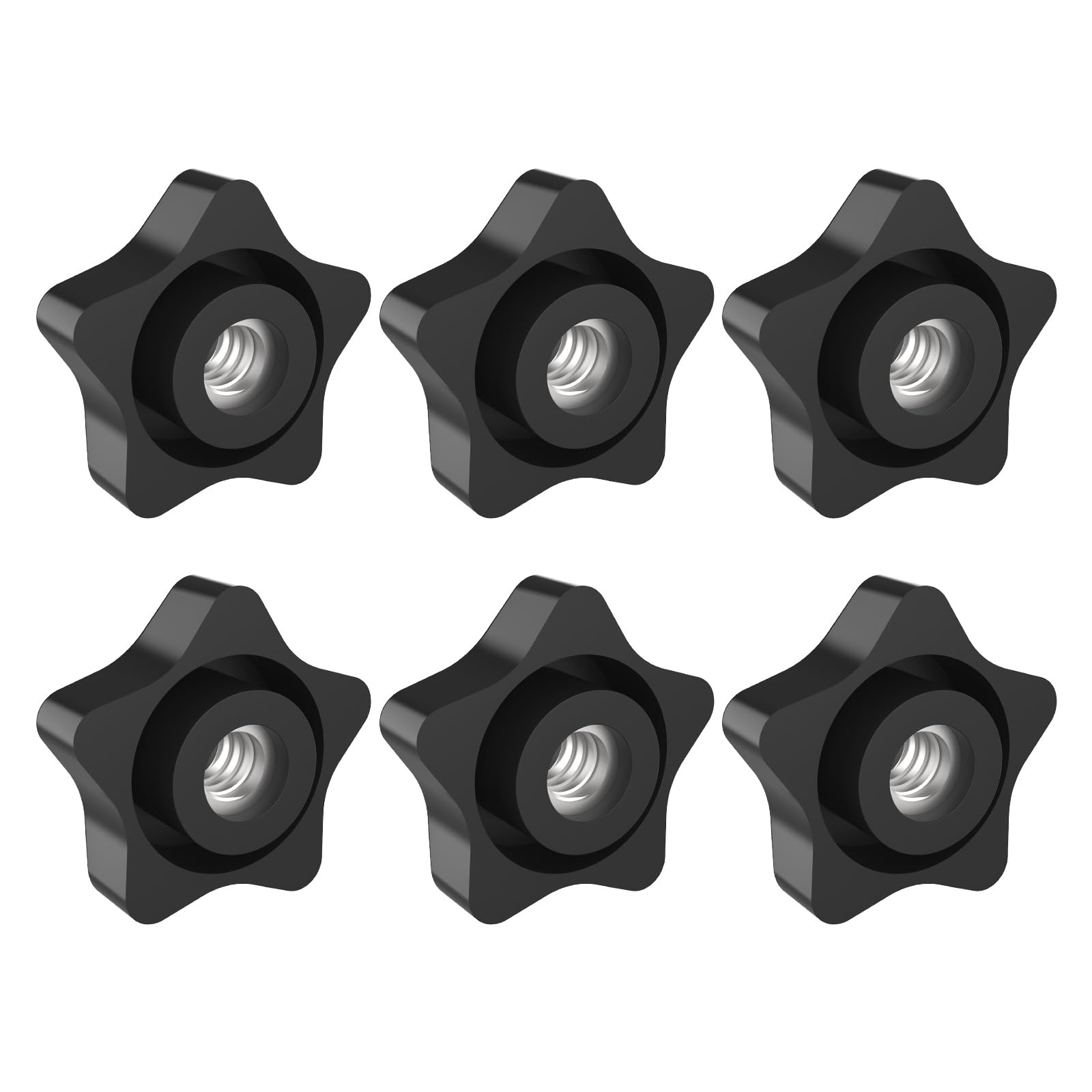 ZIUZI 3/816 Thread Knob Nut, 6 Pack 3/8 Star Shape Hand Tighten Clamping Knob...
