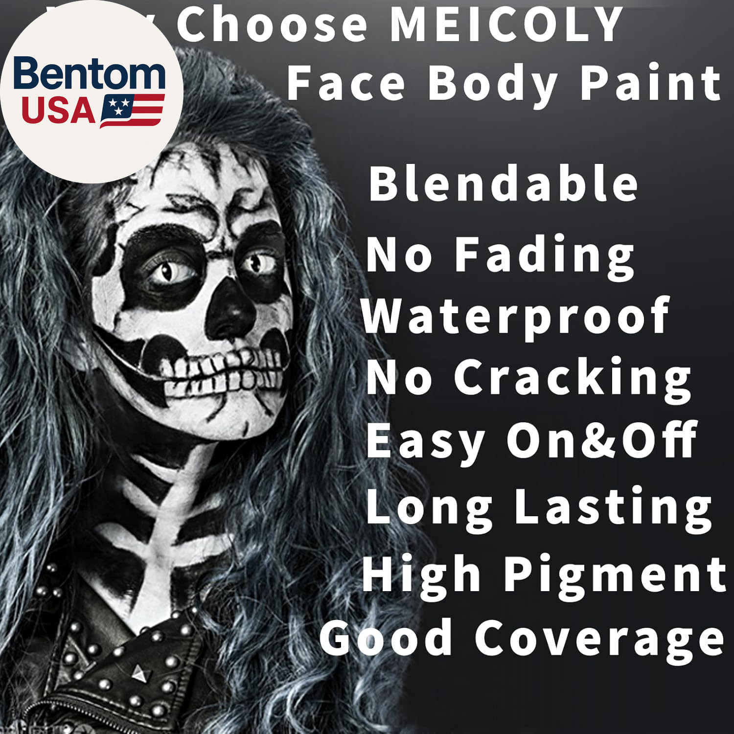 6Pcs Halloween Makeup Kit,Black White Face Paint Clown White Makeup,Classic Pro