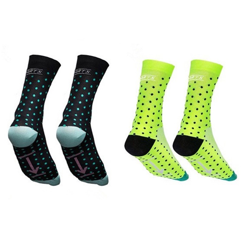 2 Pairs Cycling Socks Pro Road Bicycle Riding Bike Sport Ankle Socks Black Green