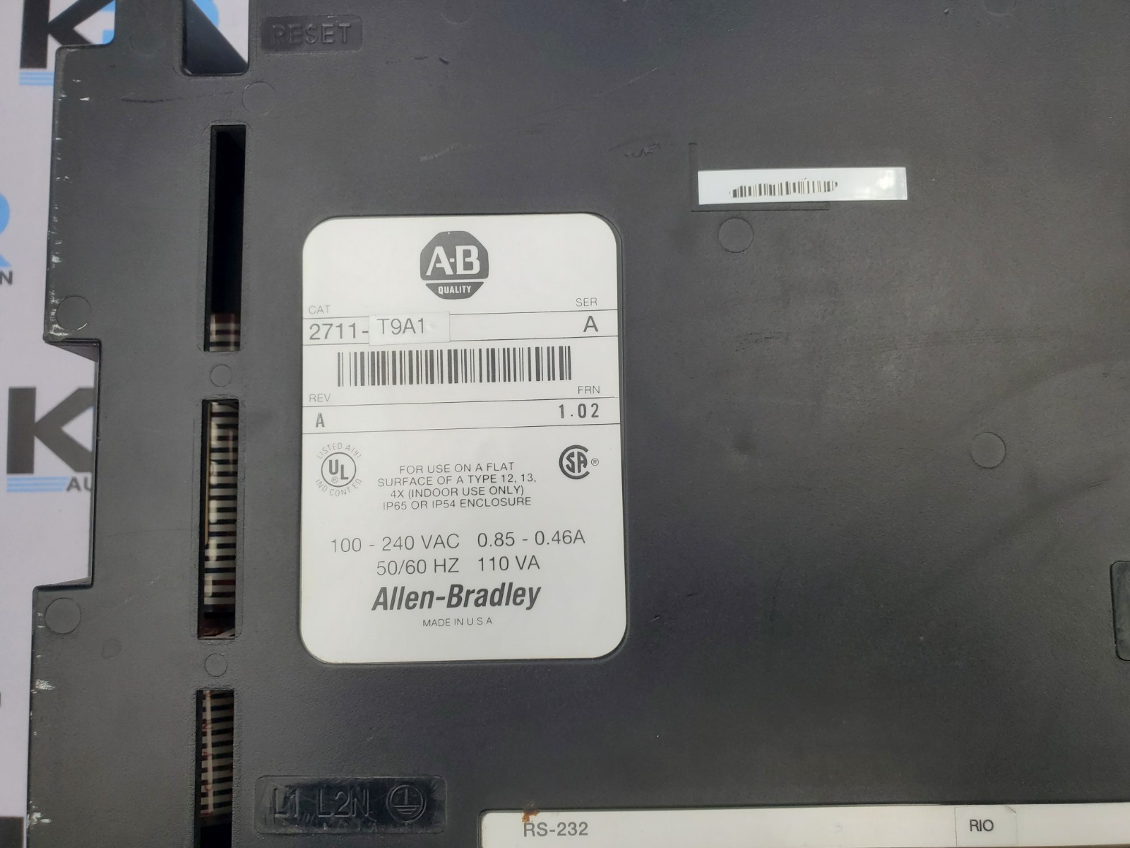 Allen Bradley 2711-T9A1 PanelView 900 Operator Interface 240V 0.85-0.46A