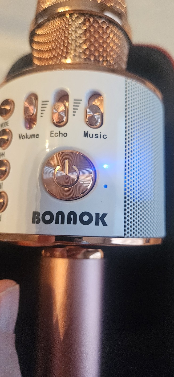 BONAOK Wireless Bluetooth Karaoke Microphone – Rose Gold w/ Case & Cables