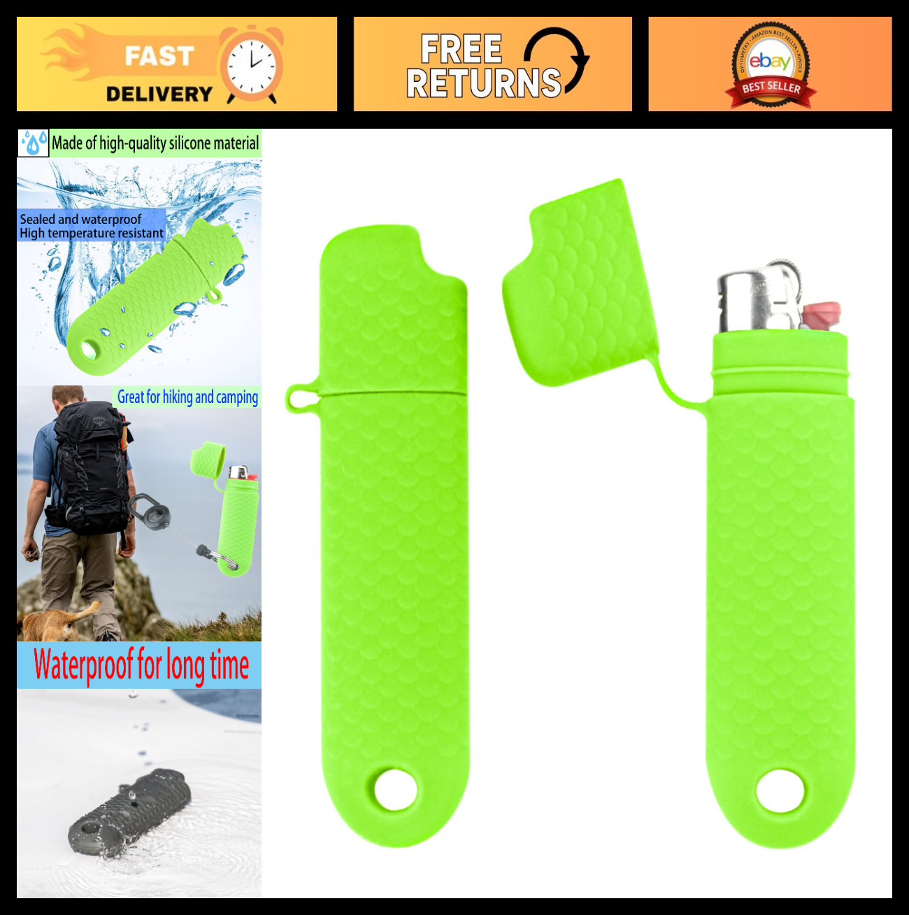 5 Pcs Waterproof Lighter Case Holder for BIC Lighters - Outdoor Survival Pouch,