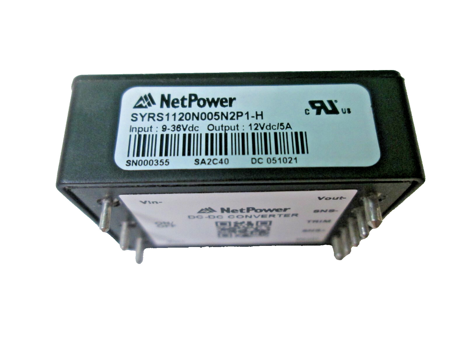 NetPower DC DC CONVERTER Input: 9-36Vdc Output: 12Vdc/5A SYRS1120N005N2P1-H NEW