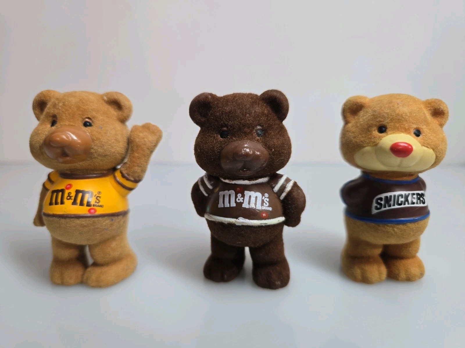 3 Small Mars 1987 M&M & Snickers Candy Felt Bear's