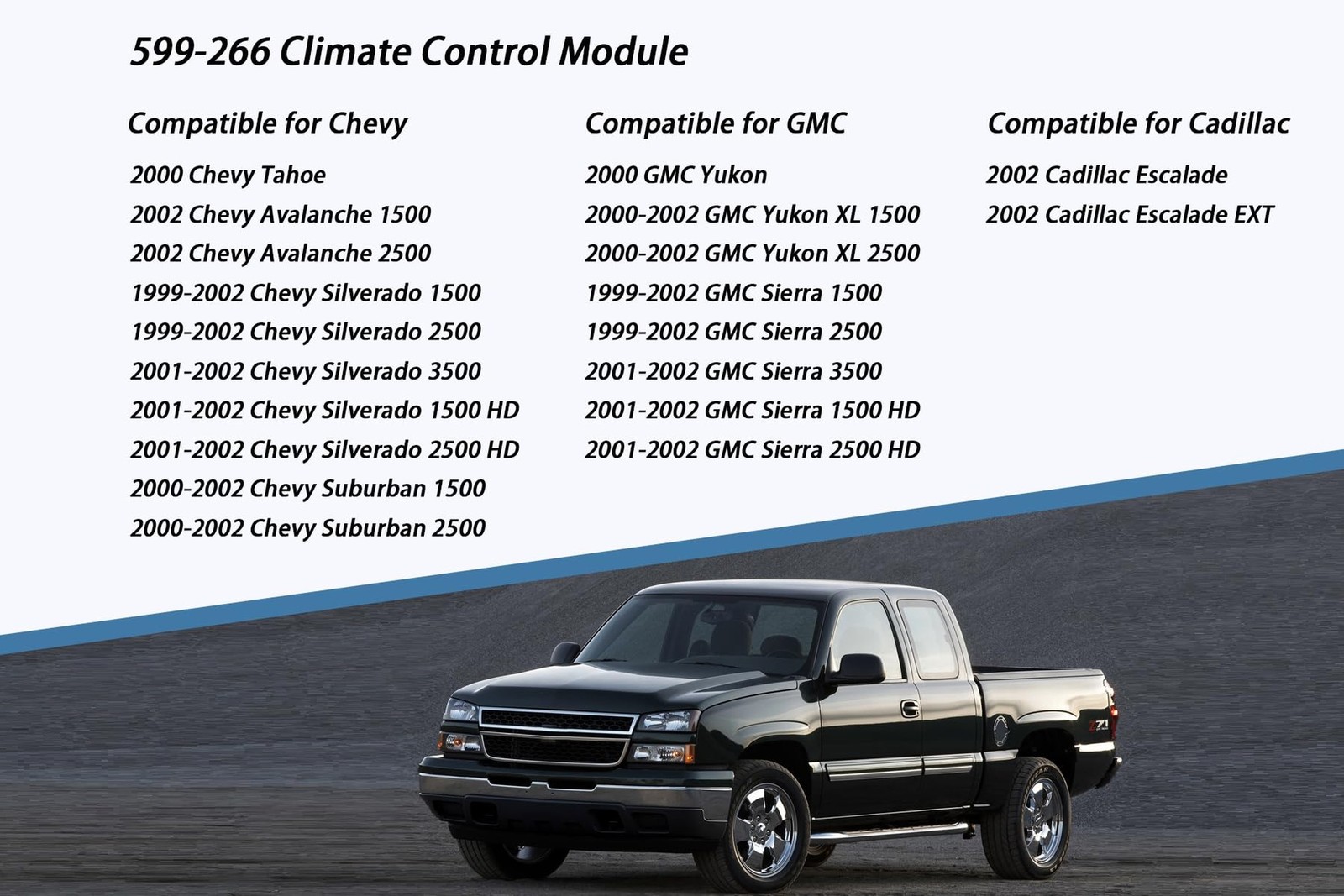 599-266 Front HVAC Climate Control Module Panel is Compatible with 1999-2002 ...