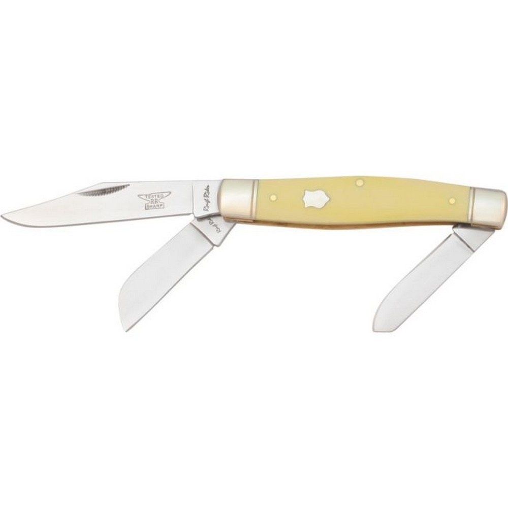 Rough Rider Large Stockman Folding Pocket Knife Yellow Synthetic Handle - RR603