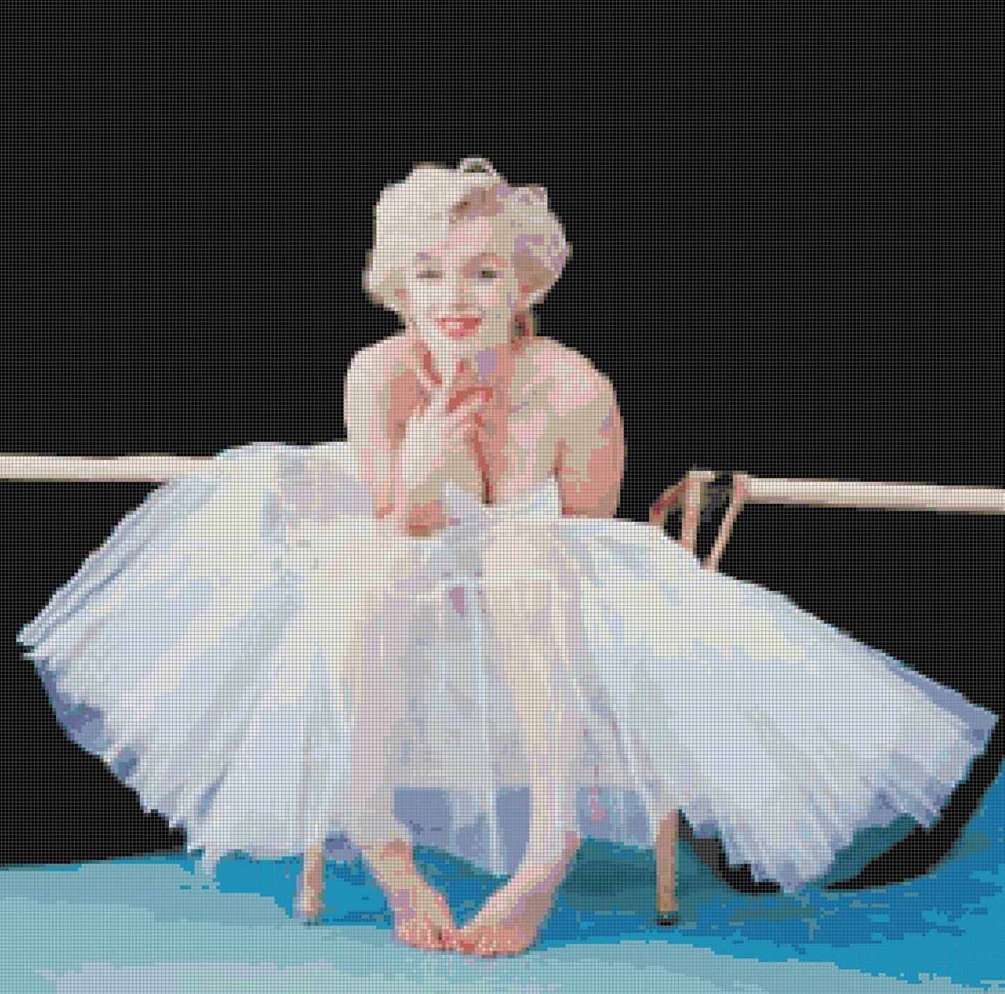 Marilyn Monroe in Tutu Hollywood Counted Cross-Stitch Pattern Needlepoint Chart