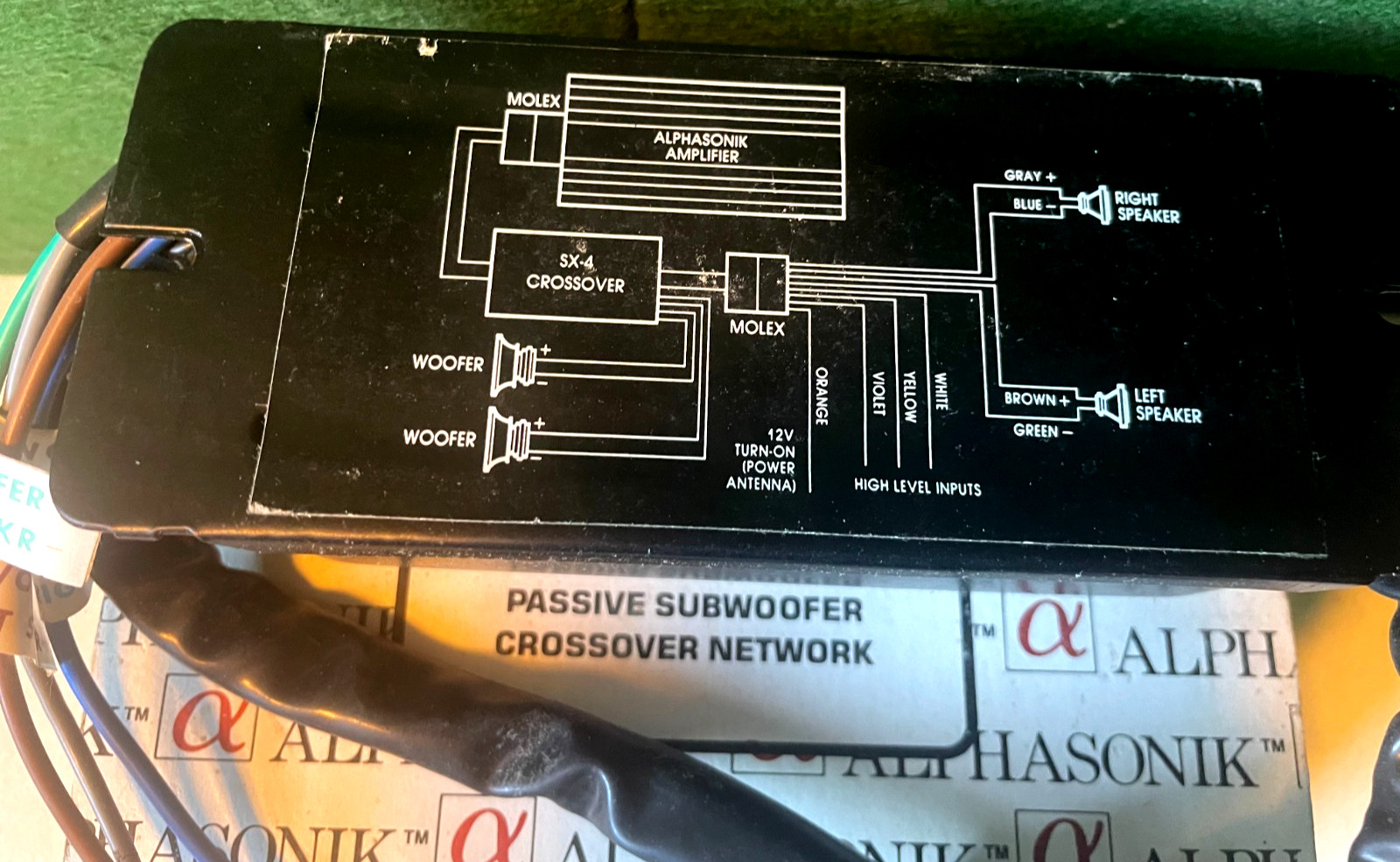 Vintage Alphasonik SX-4 Car Audio Passive Crossover for Stereo Subwoofers, 125Hz