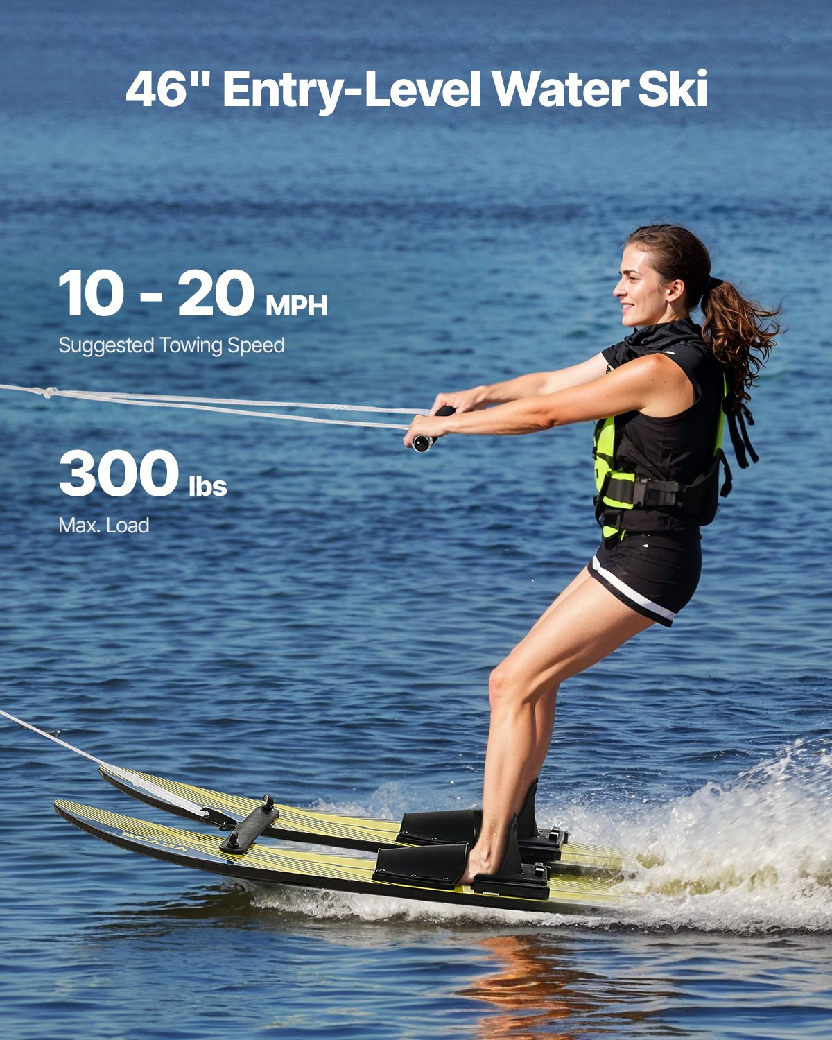 46" Water Skis, Training Waterskis Combo for Kids Youth Up to 300 lbs