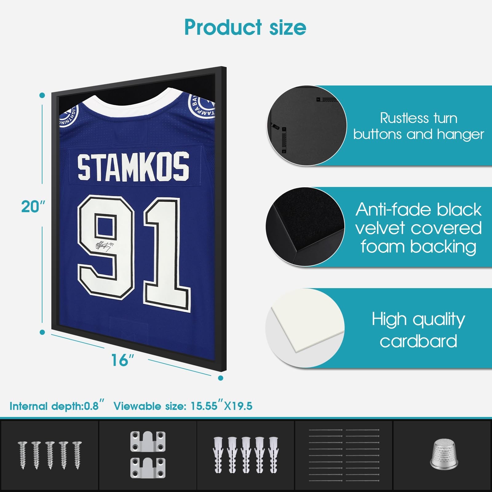 16x20 Small Shadow Box Frame, Jersey Frame Display Case with Grade A Natural ...