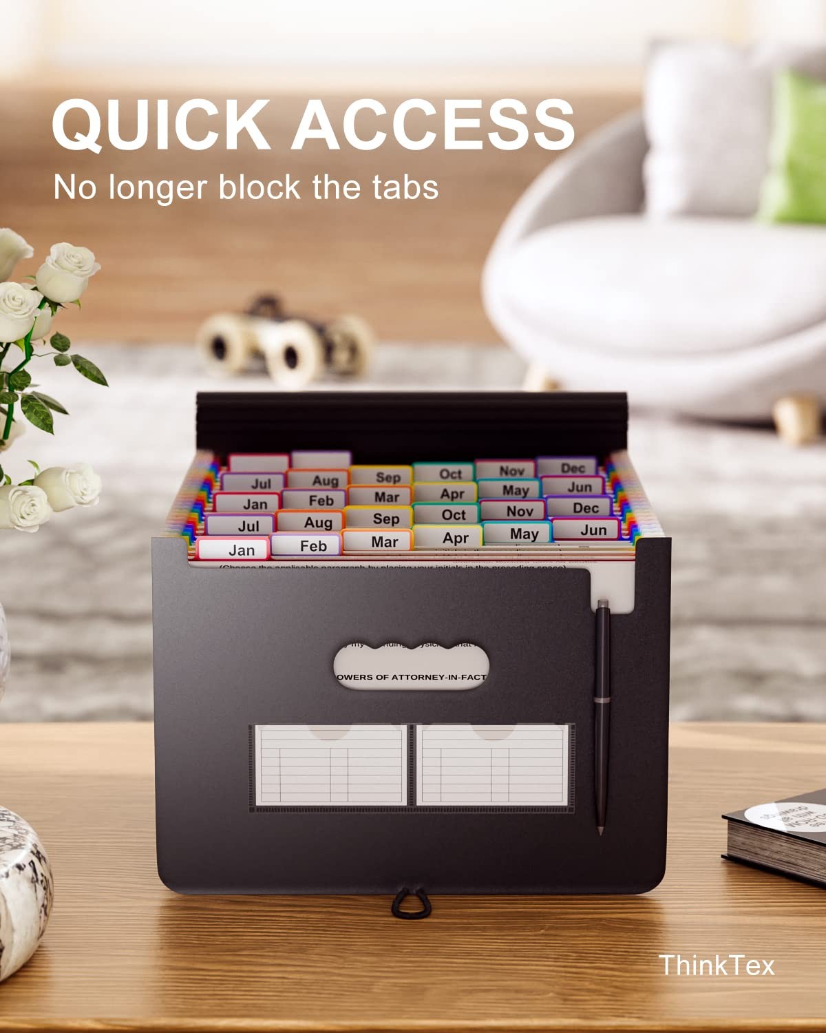ThinkTex Accordian File Organizer, 12 & 26 Pockets Expanding Multicolor