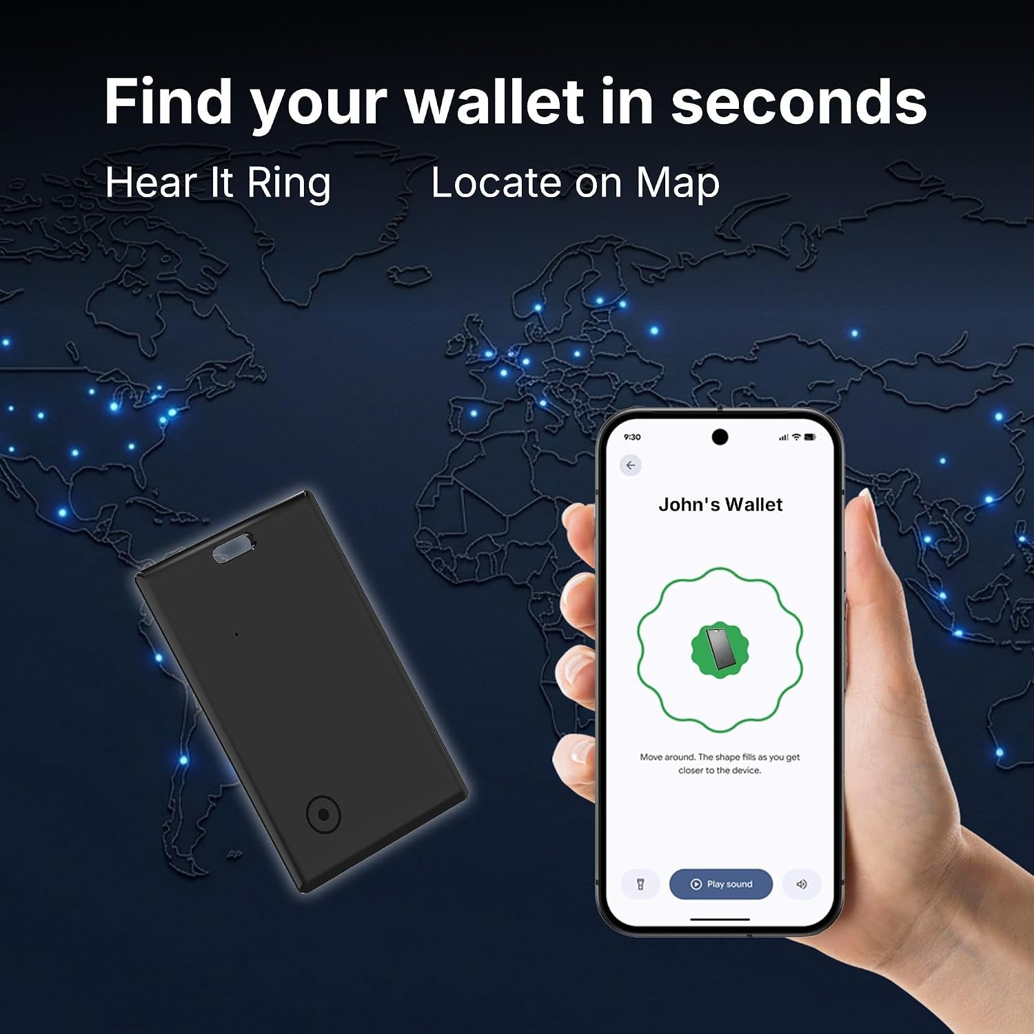 Compact Wallet Tracker for Android - GPS Tracking Card, No Subscription Required