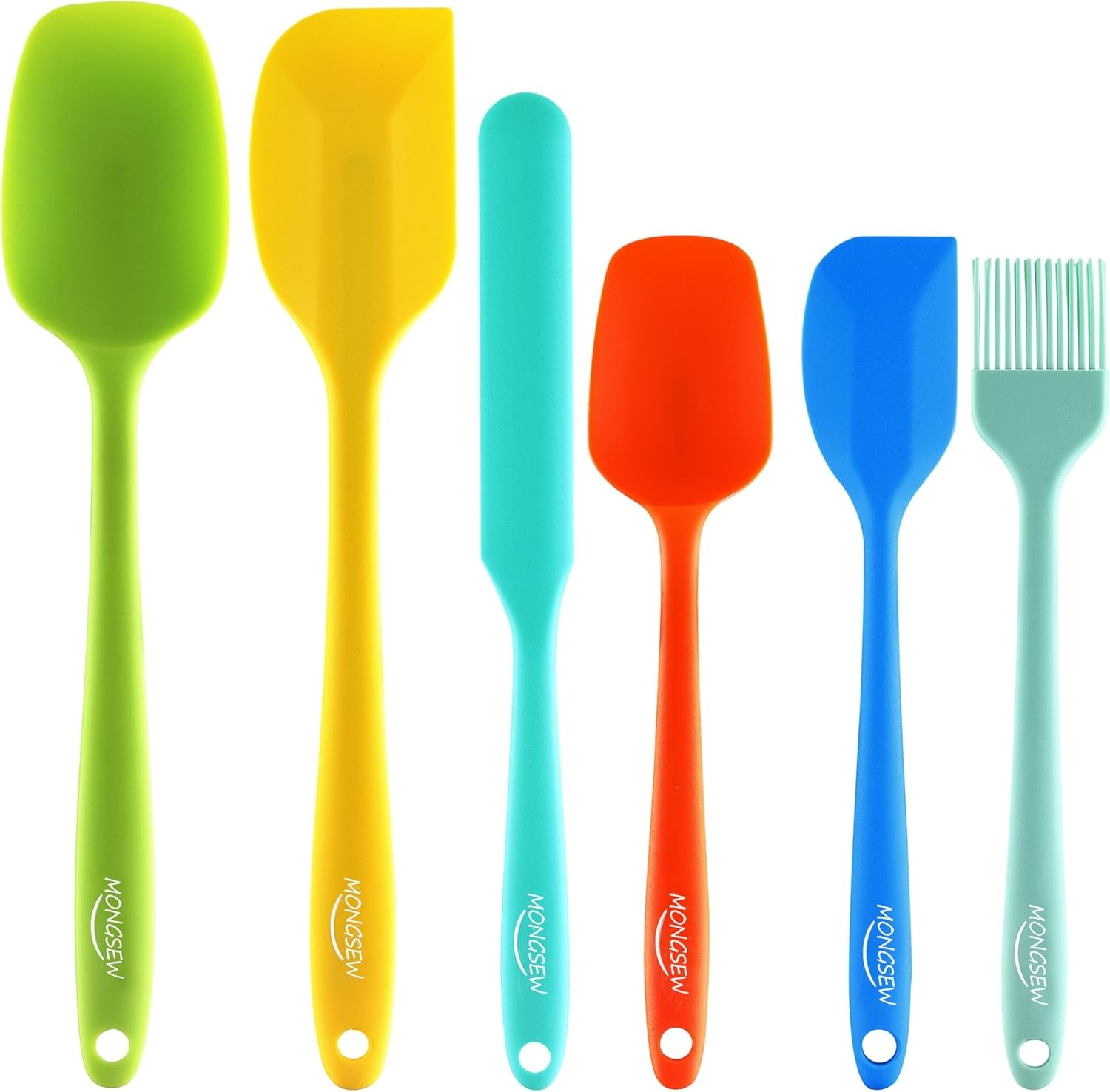 6PCS Silicone Spatulas, MONGSEW Food Grade Heat Large+Small, Multicolor