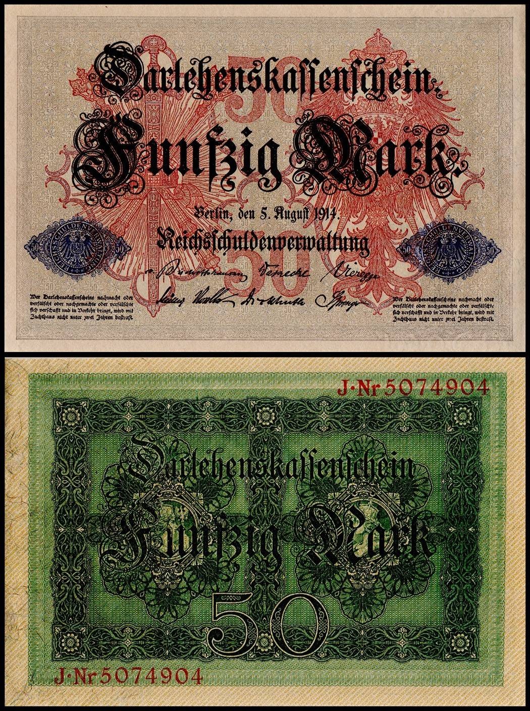 Germany 50 Mark, 1914, P-49, Used