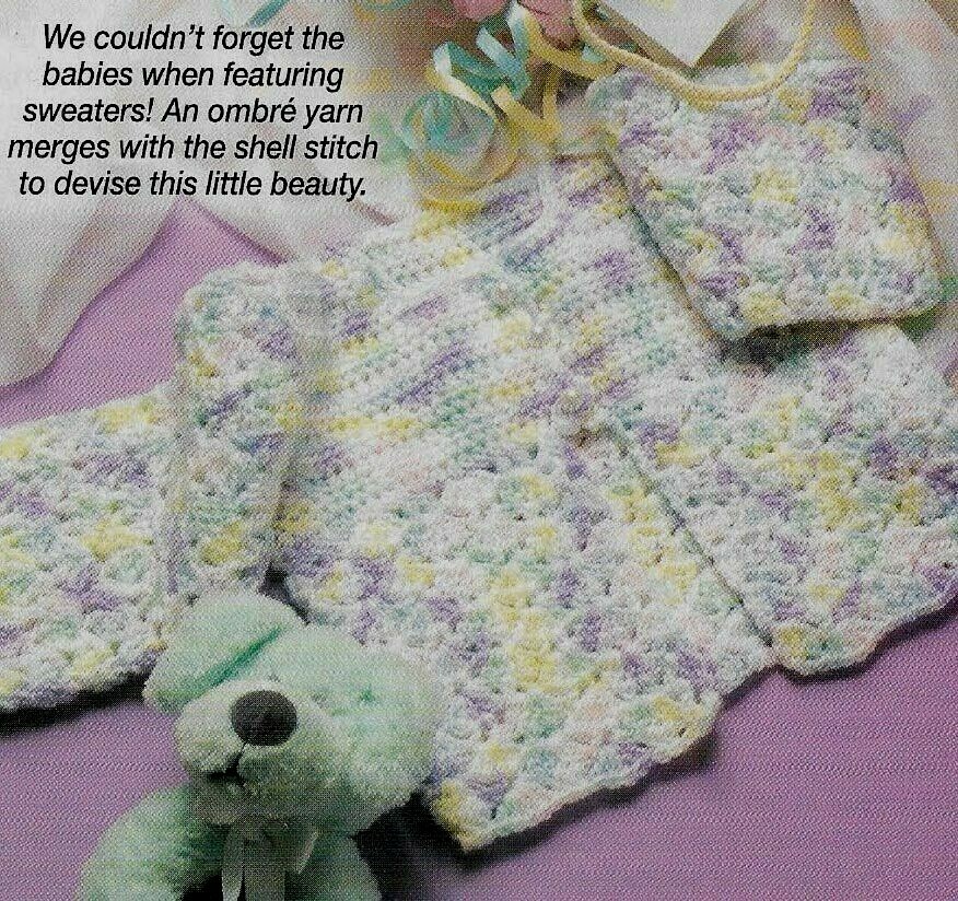 RAINBOW BABY JACKET SWEATER 3 SIZES CROCHET PATTERN INSTRUCTIONS