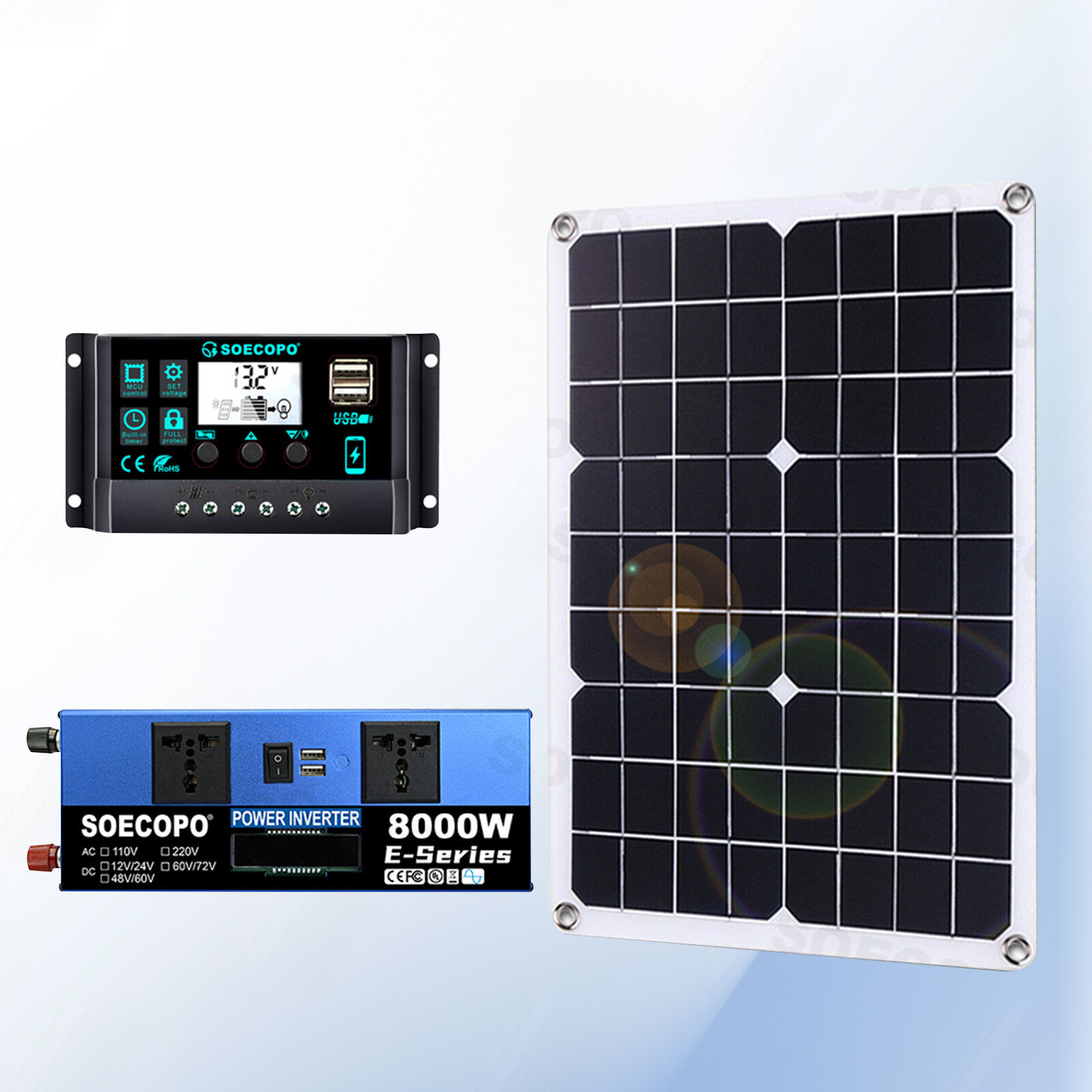 8000w 110v Solar Full Kit Inverter 300W Solar Panel  Home 100A Controller System