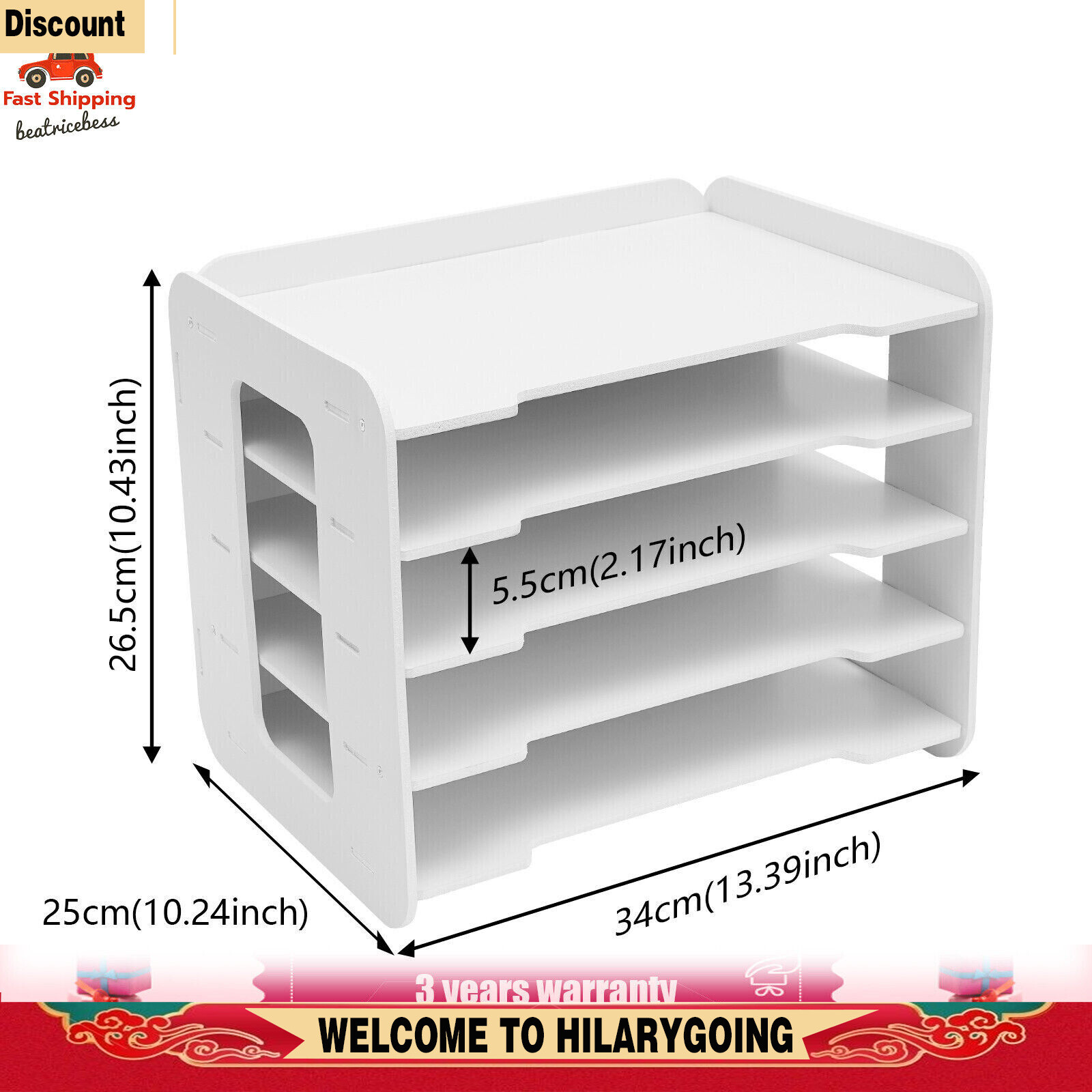 Stackable File Organizer Tray Desk Desktop Paper Document Tray Holder 5 Tiers