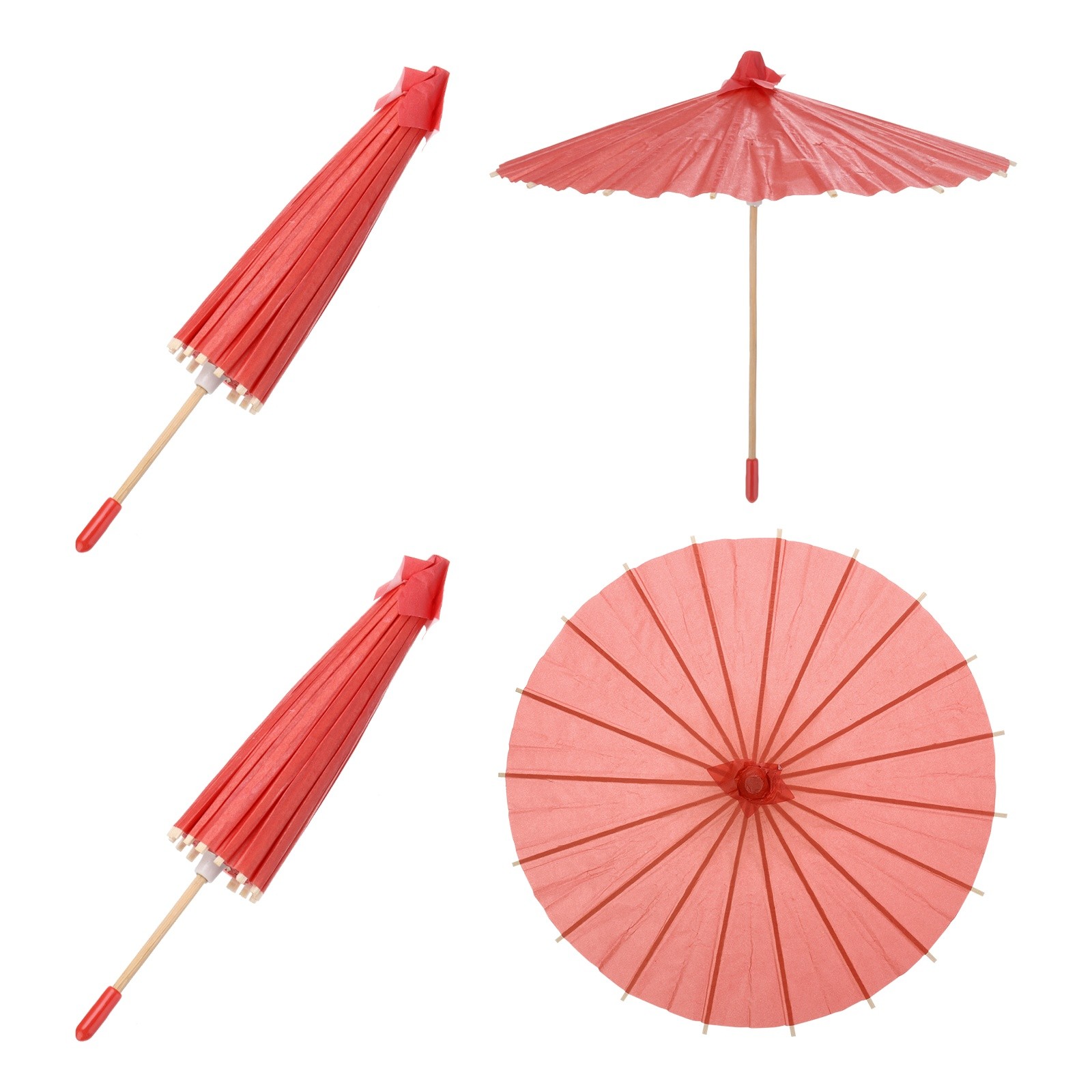 2 Pcs Paper Umbrellas ,8" Paper Parasol Umbrella for Craft,Red