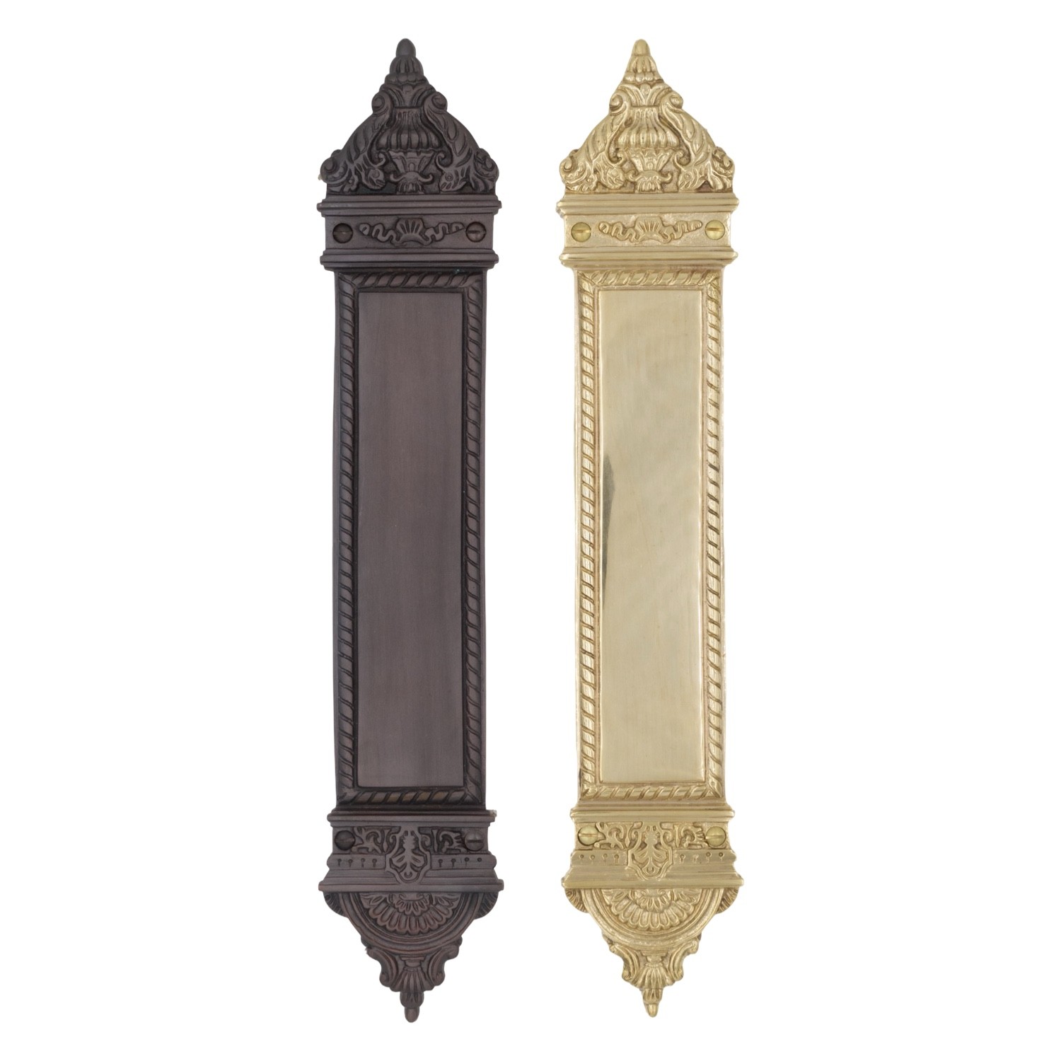 Solid Brass Fan Push Plate for Commercial Doors - 2 Finish Choices