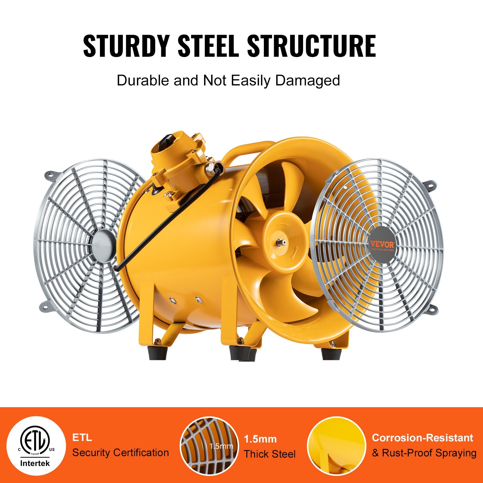 550W Portable Ventilator Fan 2500CFM Heavy Duty Exhaust Blower 12 Inch