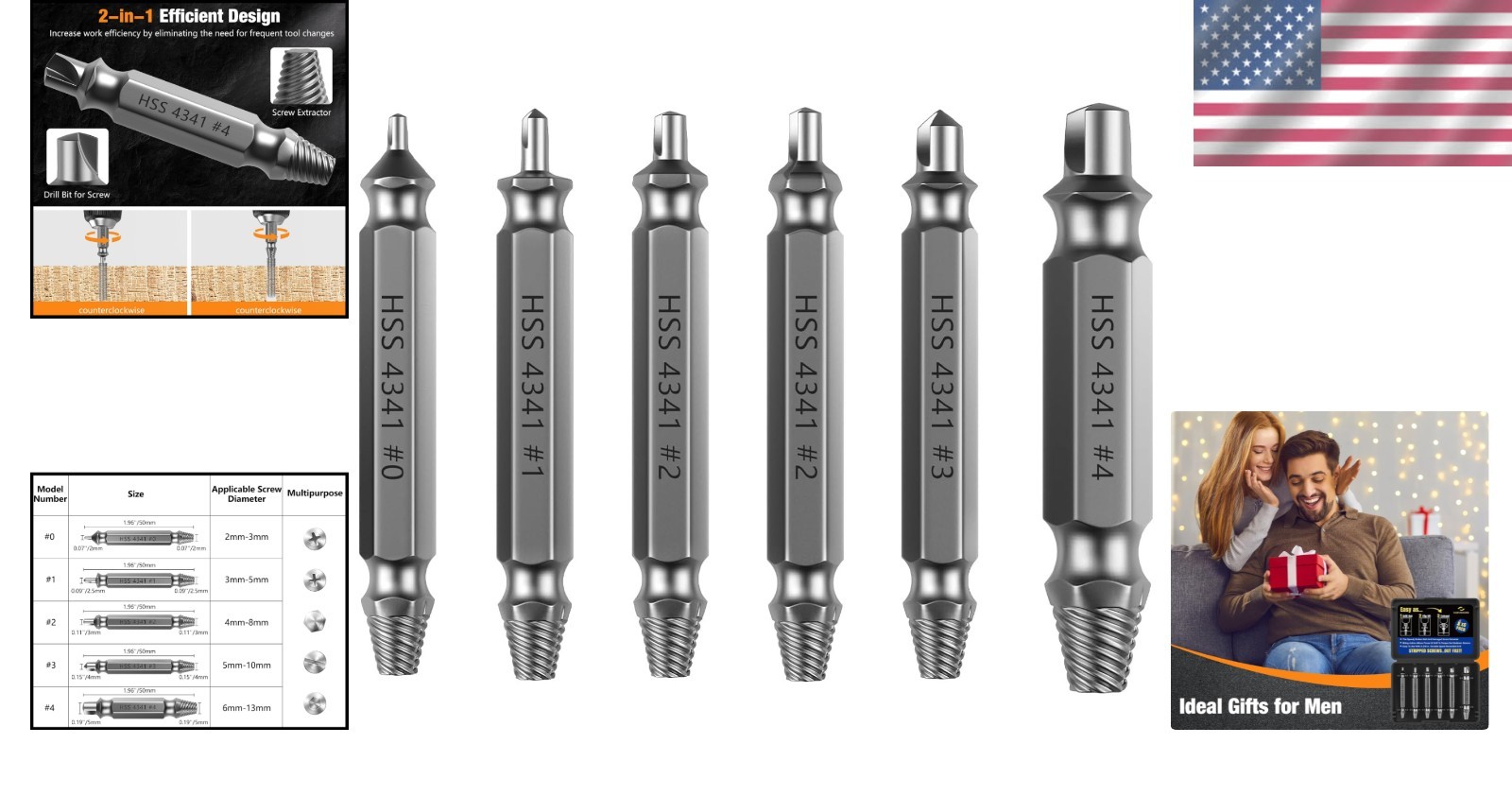 Versatile 6 PCS Extractor Set - Effortless Stripped Screw Removal for DIYers