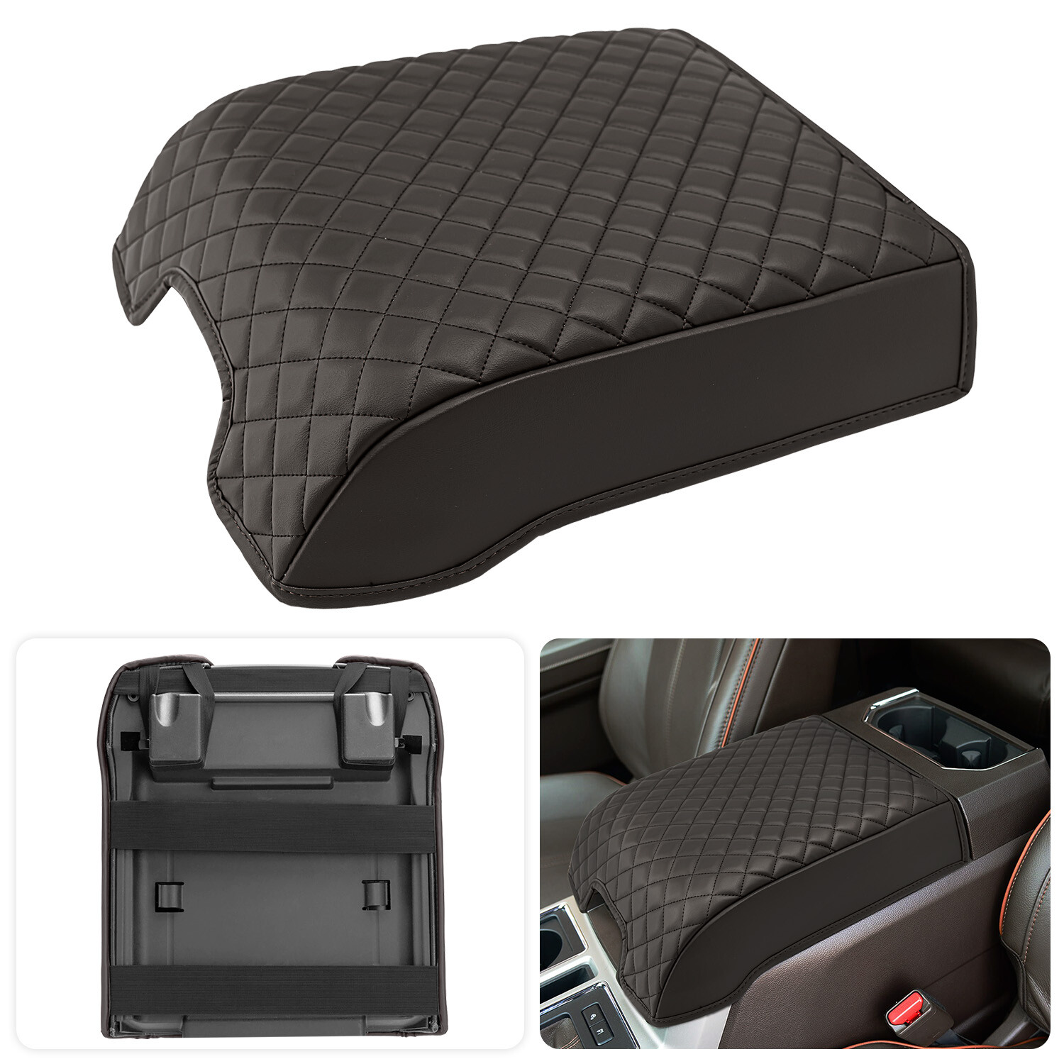 Fit Ford F250 F350 F450 Super Duty 2017-2022 Console Lid Armrest Cover Pad Brown