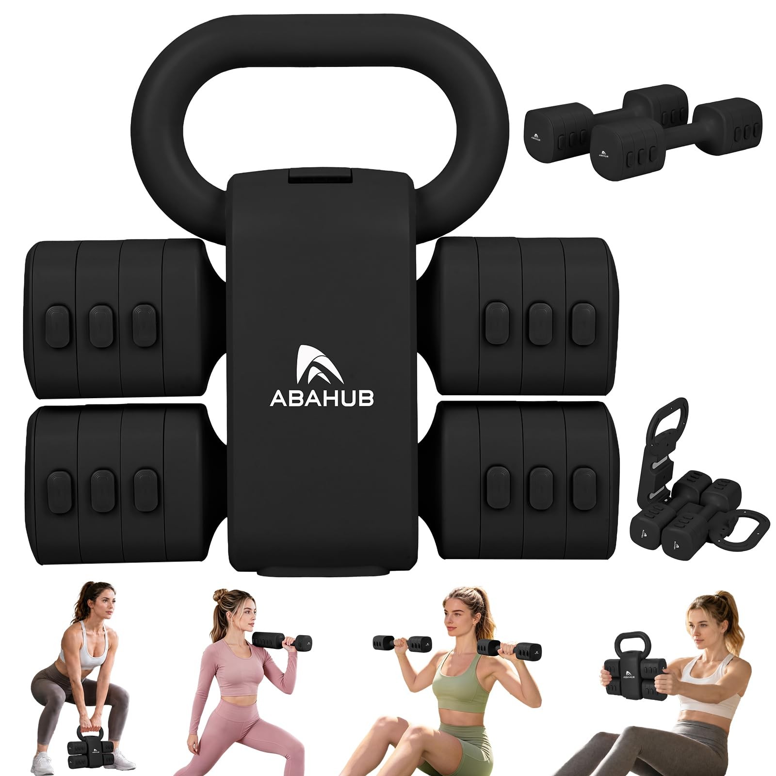 2 in 1 Kettlebell & Dumbbell Set, Adjustable Dumbbell for Home Gym