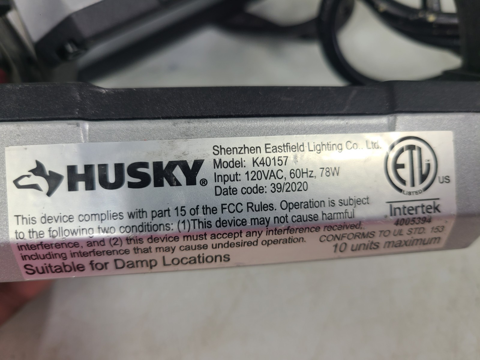 Husky 7500 Lumen LED Integrated 5 Light String Work Lights Model K40157 (TESTED)