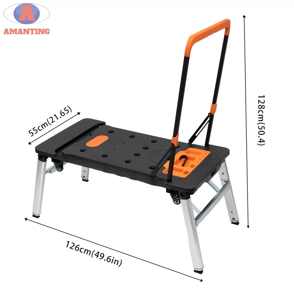 Workbench Folding Sawhorse Work Table Load Capacity 550LBS Max 7-IN-1 Workbench