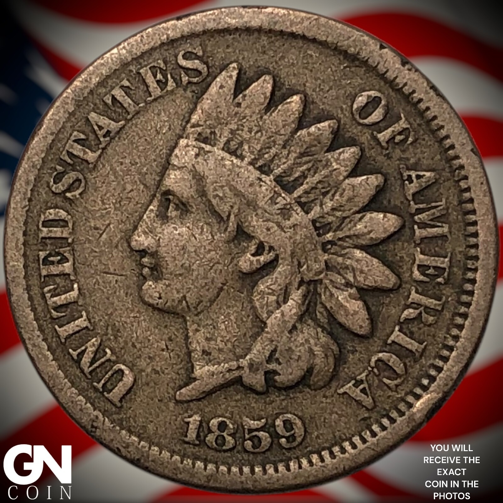 1859 Indian Head Cent Penny Y7454