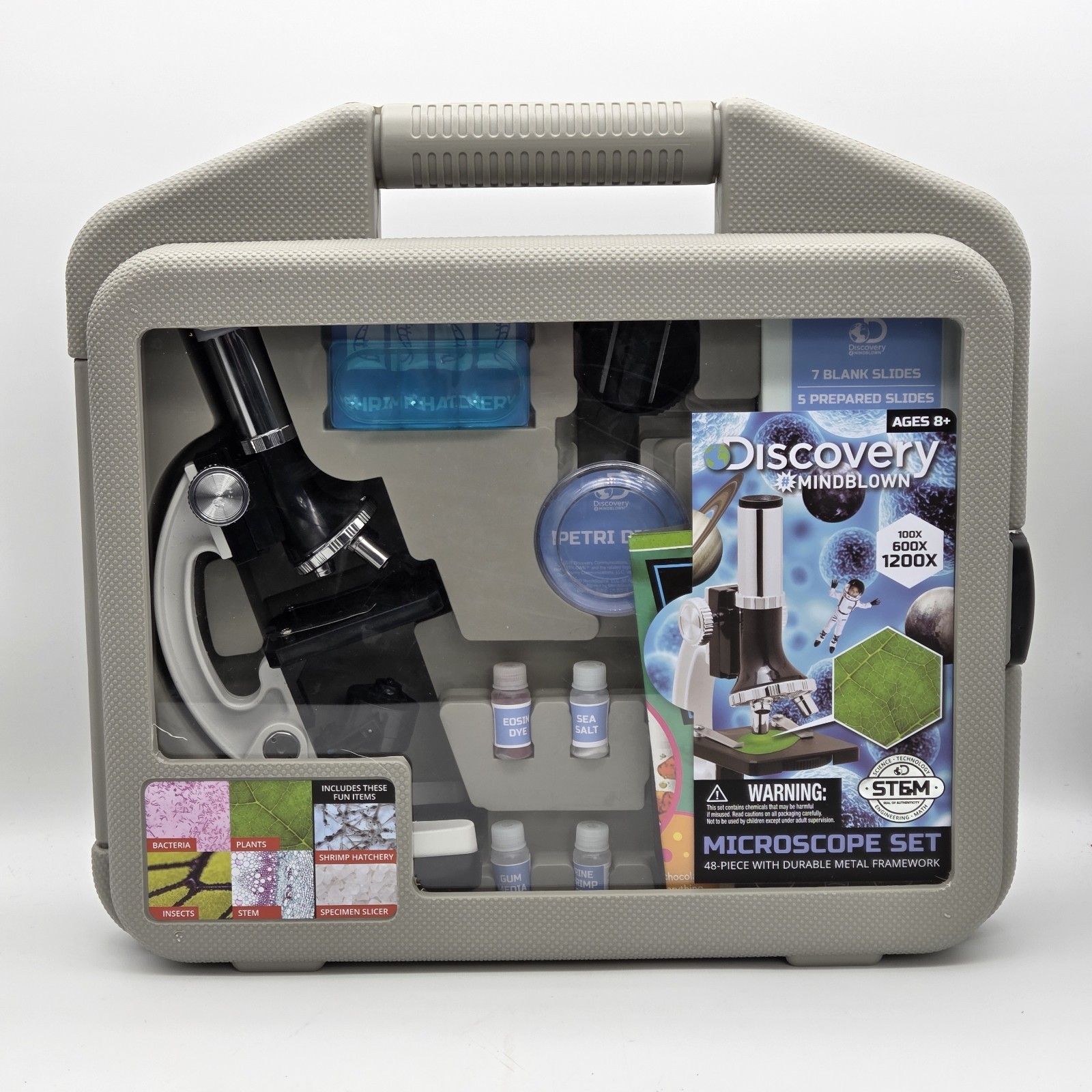 Discovery #Mindblown Microscope Set 48-Piece with Durable Metal Framework Case
