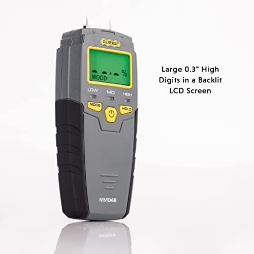 MMD4E Digital Moisture Meter, Water Leak Detector, Moisture Tester, Pin Type
