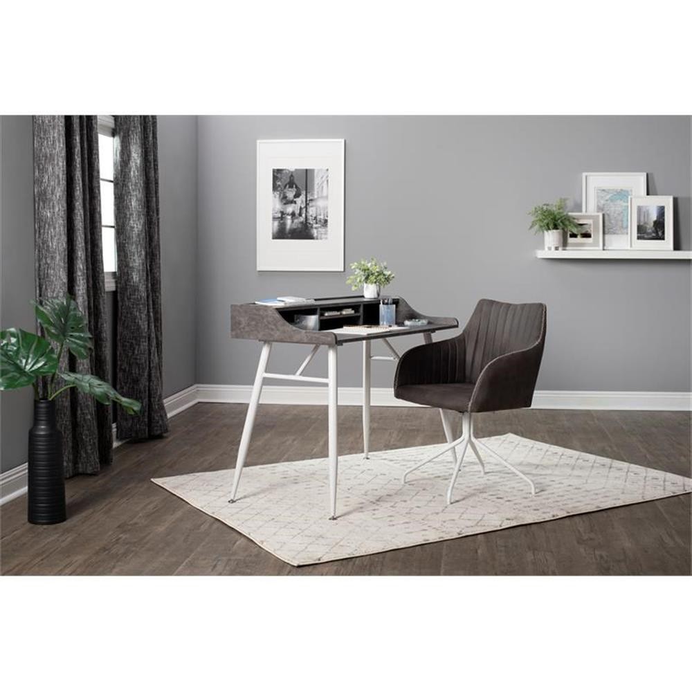 Calico Designs Adelaide Stainless Steel Swivel Accent Chair in White/Dark Gray