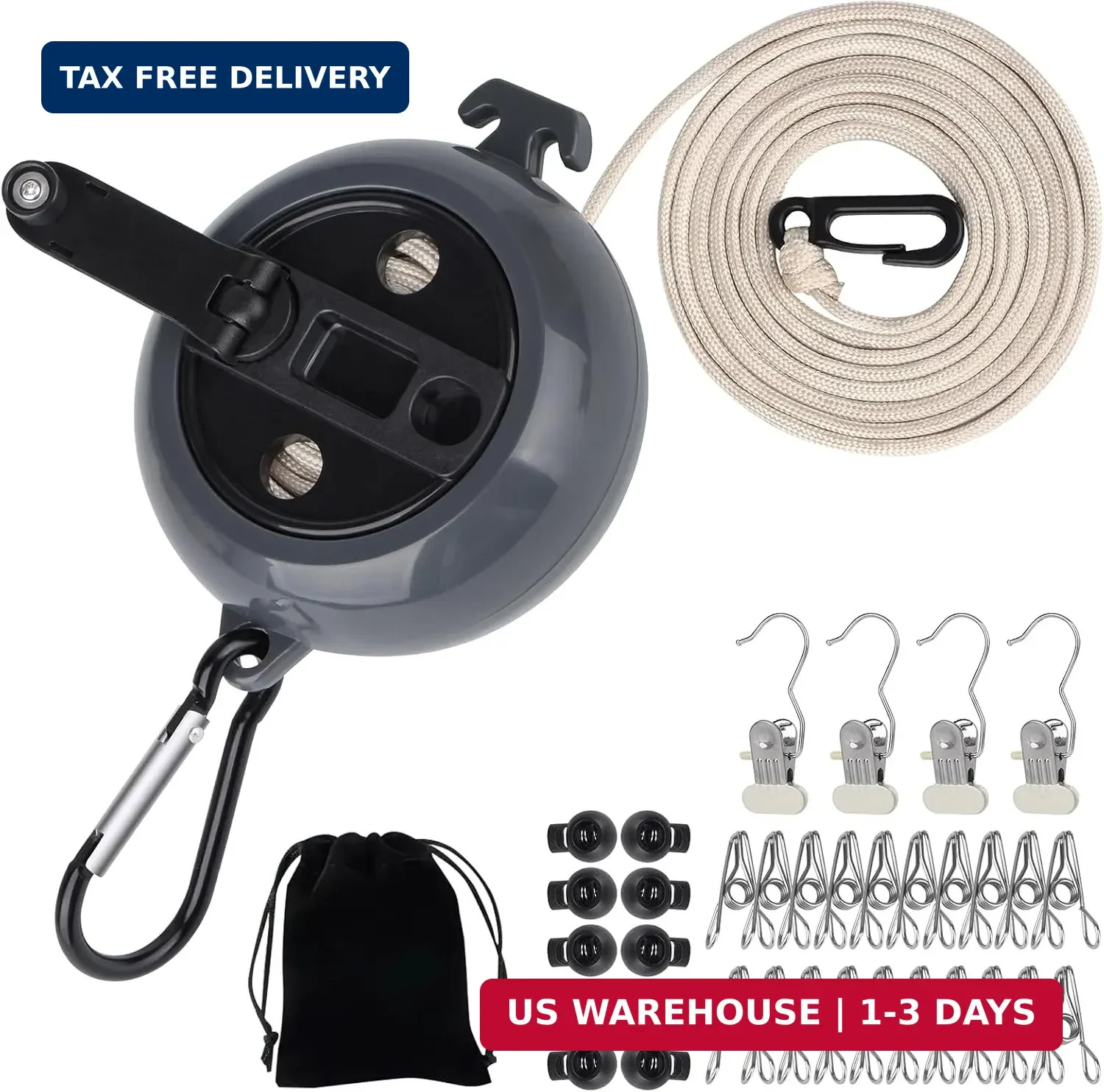Zmains Retractable Clothesline Outdoor, Adjustable 32.8ft Travel Clothesline Por