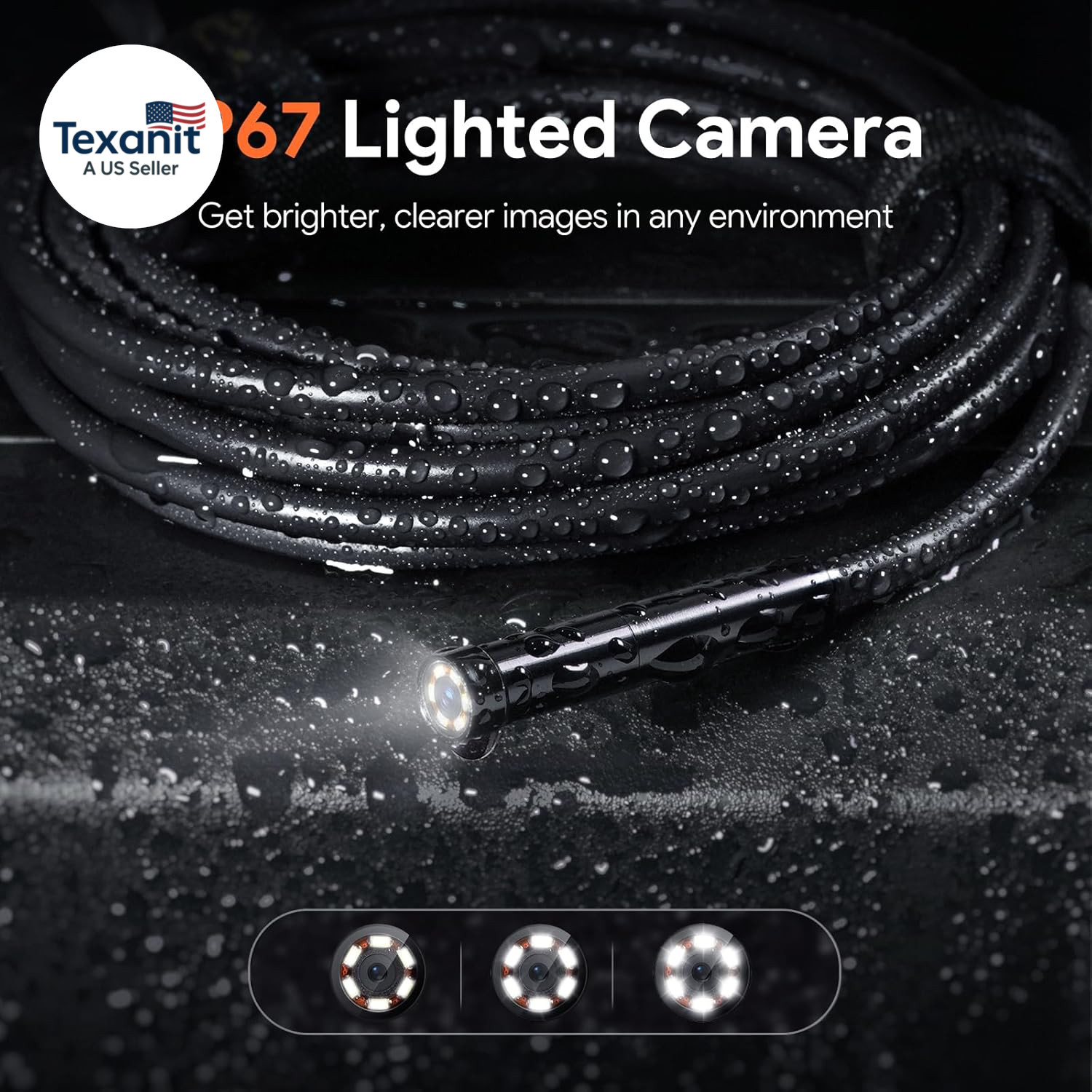 50Ft Sewer Camera, 1080P HD Triple Lens Borescope, 5" IPS Screen Endoscope with