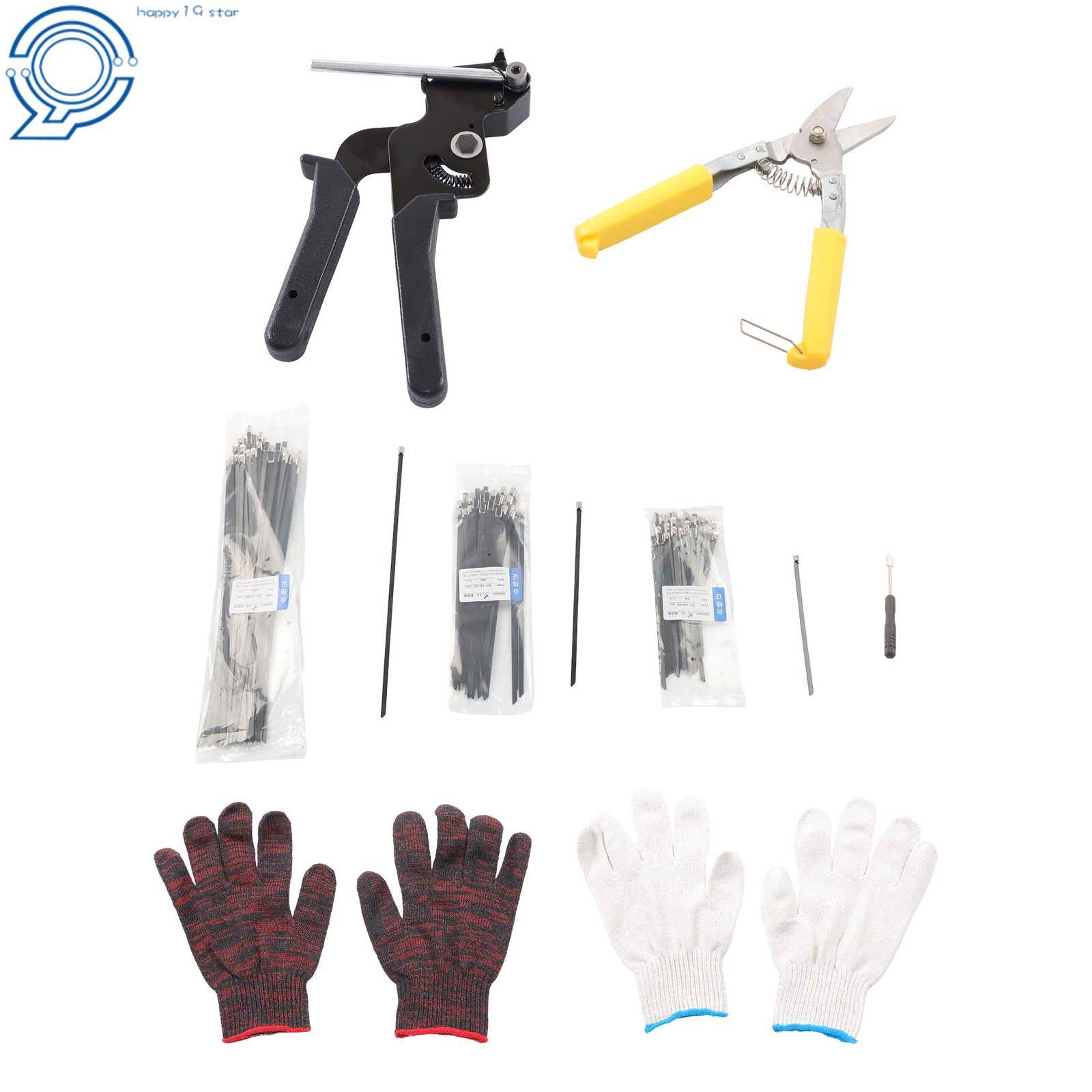 300PCS Metal Zip Ties ( 6/8/11.8") + Stainless Steel Cable Tie Gun Set