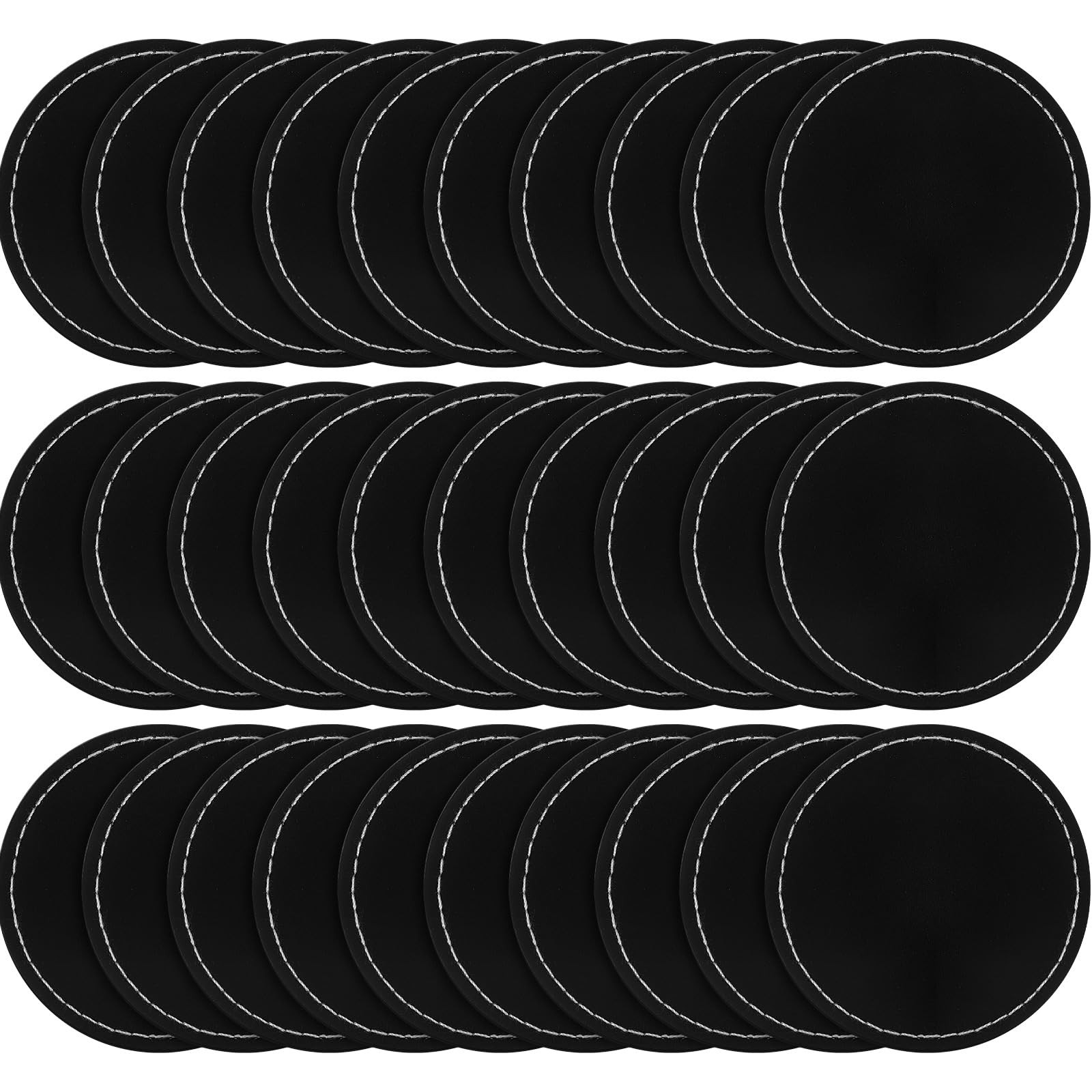 Dunzy 30 Pcs Blank Leather Hat Patches with Adhesive 2.5 inches, Black