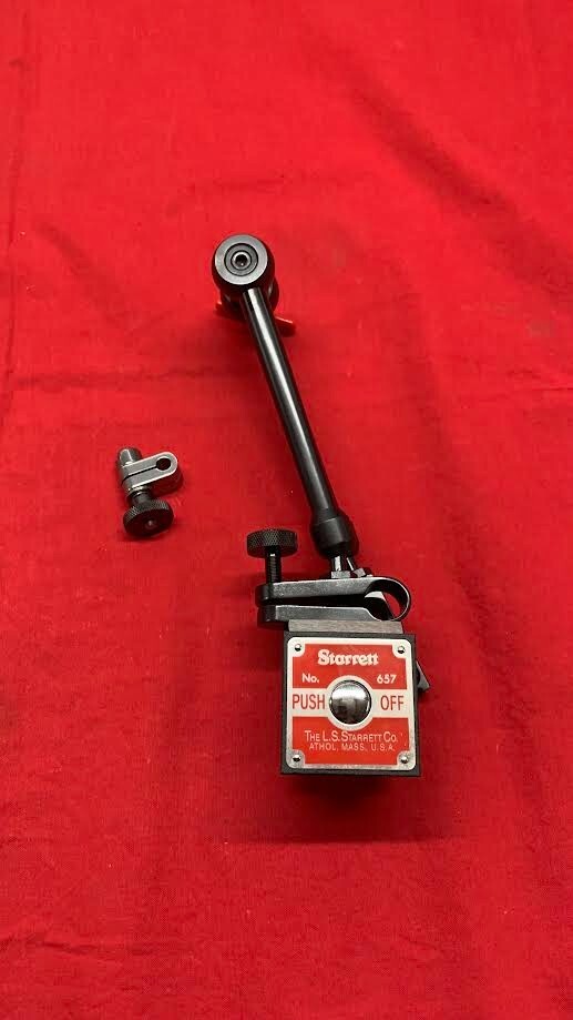 Starrett 657-1 Magnetic Base Universal Indicator Holder w/Triple Jointed Arm &