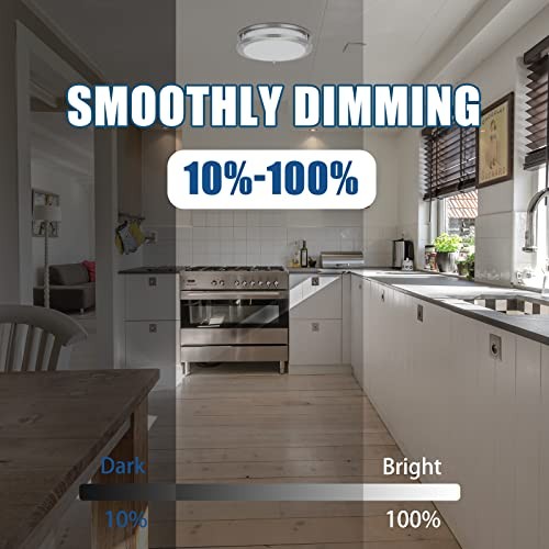 LED Flush Mount Ceiling 16 inch 25W LED Dimmable Double Ring Ceiling Lights