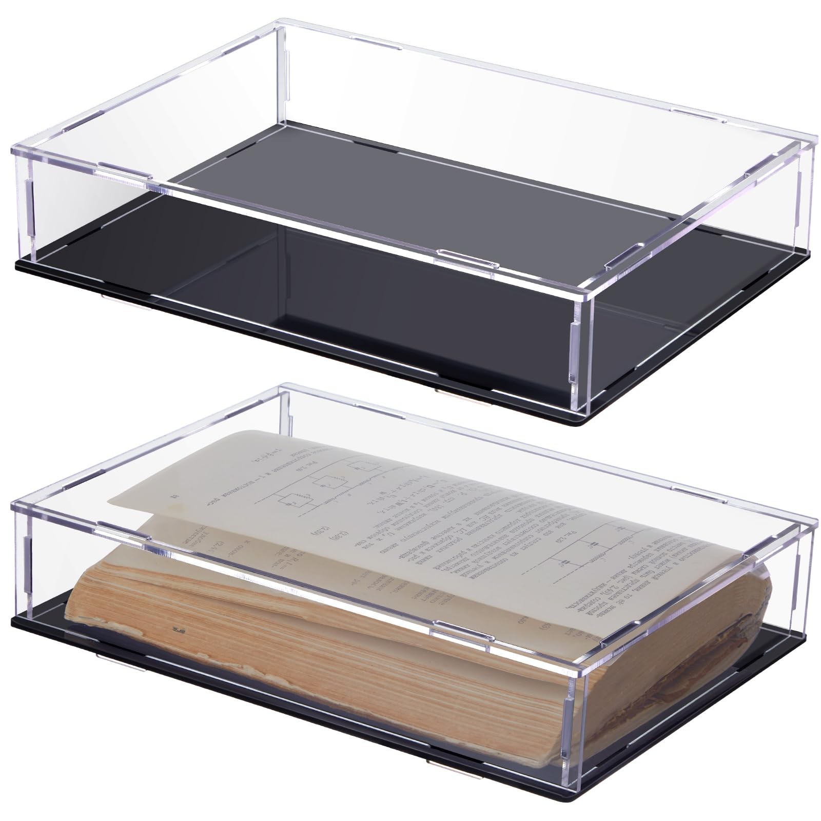 2 Pcs Book Display Case 10.5 x 7.5 x 2 Inch Clear Acrylic Box Book Protector ...