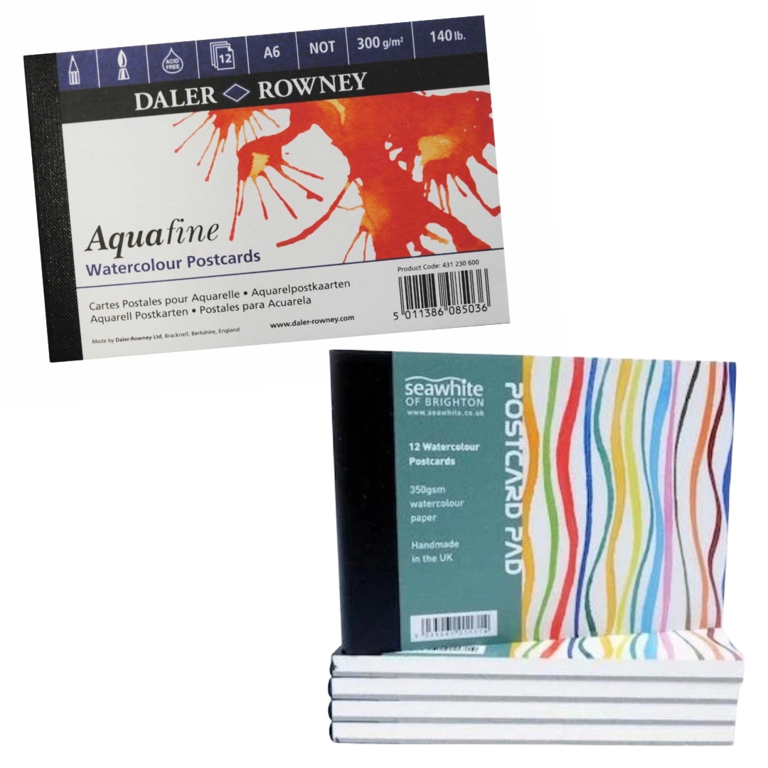 300 & 350gsm Watercolour Art Paper A6 Postcards 12 Sheets x2 Pad Bundle