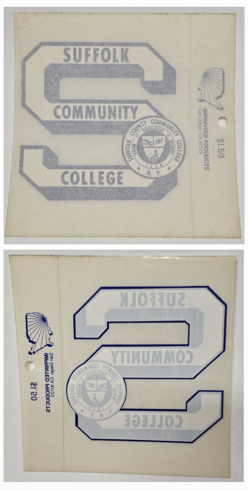Vintage 1950s Suffolk Community College Long Island NY Decal Sticker Finn Sharks