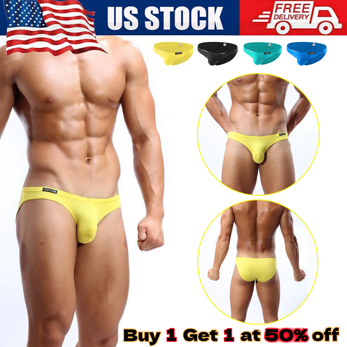 Men's Sexy Underwear Low waist Briefs U Pouch Boxer Bikini Shorts Underpants US