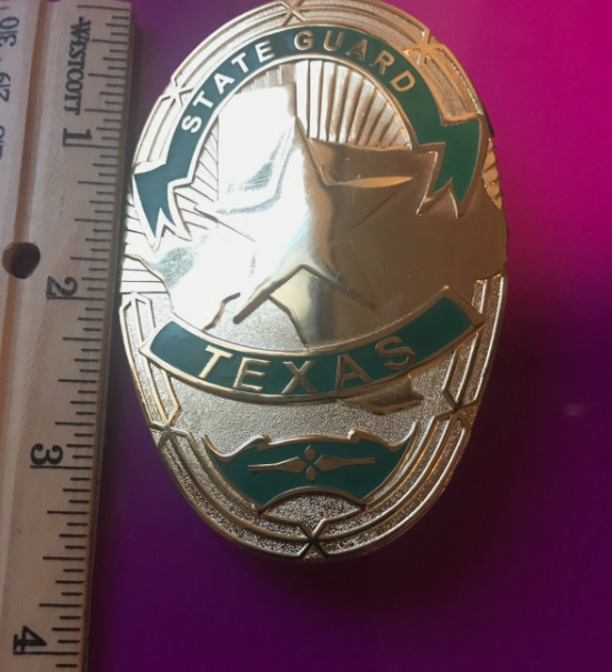 TEXAS STATE GUARD MILITARY BADGE GOLD COLOR