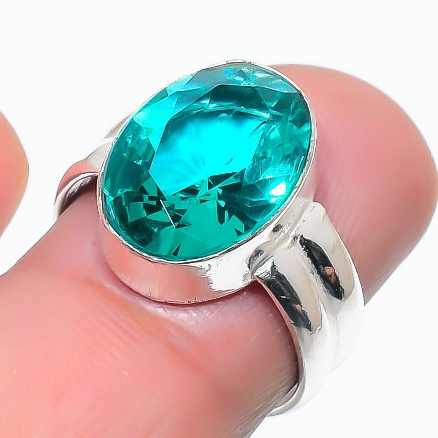 Paraiba Tourmaline Gemstone 925 Sterling Silver Jewelry All Size Ring For Gift
