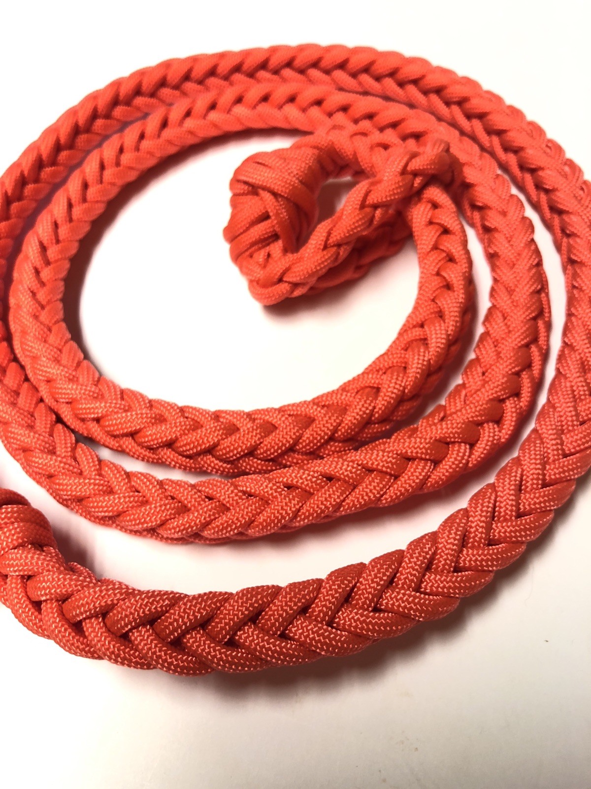orange Paracord over and under braided whip