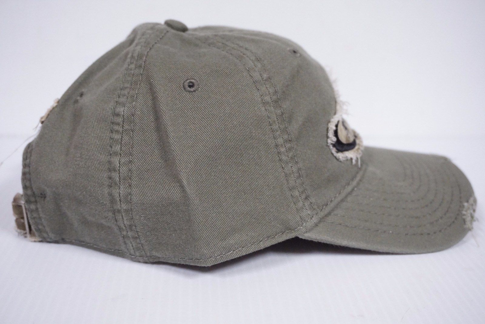 Team Realtree Distressed Adjustable Strap Baseball Hat Cap - Olive Green & Camo