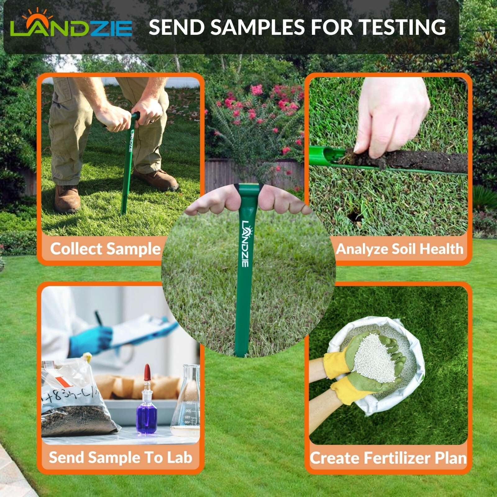Landzie Soil Sample Probe- T-Handle Soil Test Kits - Steel Frame Soil Sampler