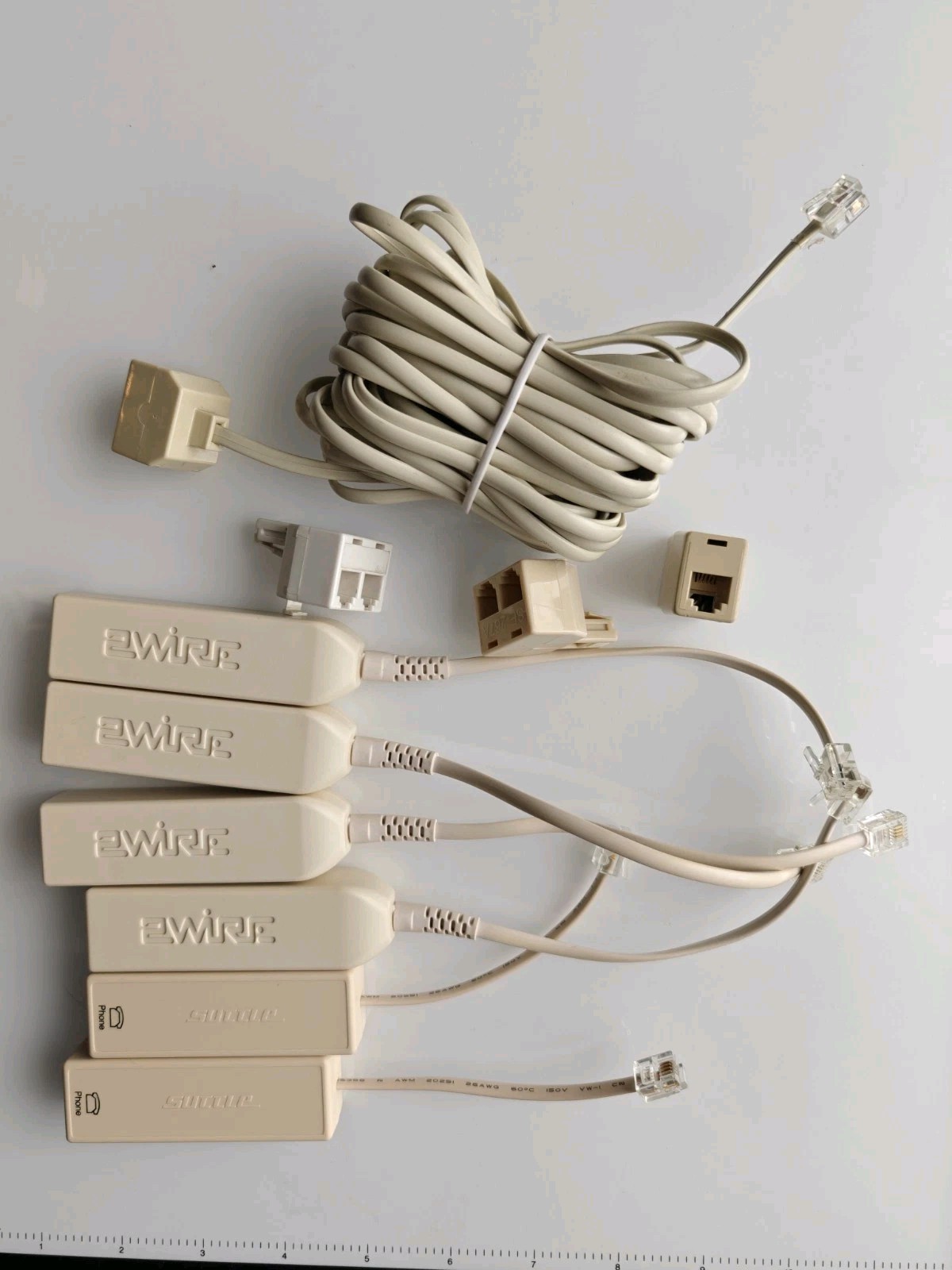 6-2Wire DSL Filters for Single-Line Phone & 30' Of RJ11, line slitters, junction